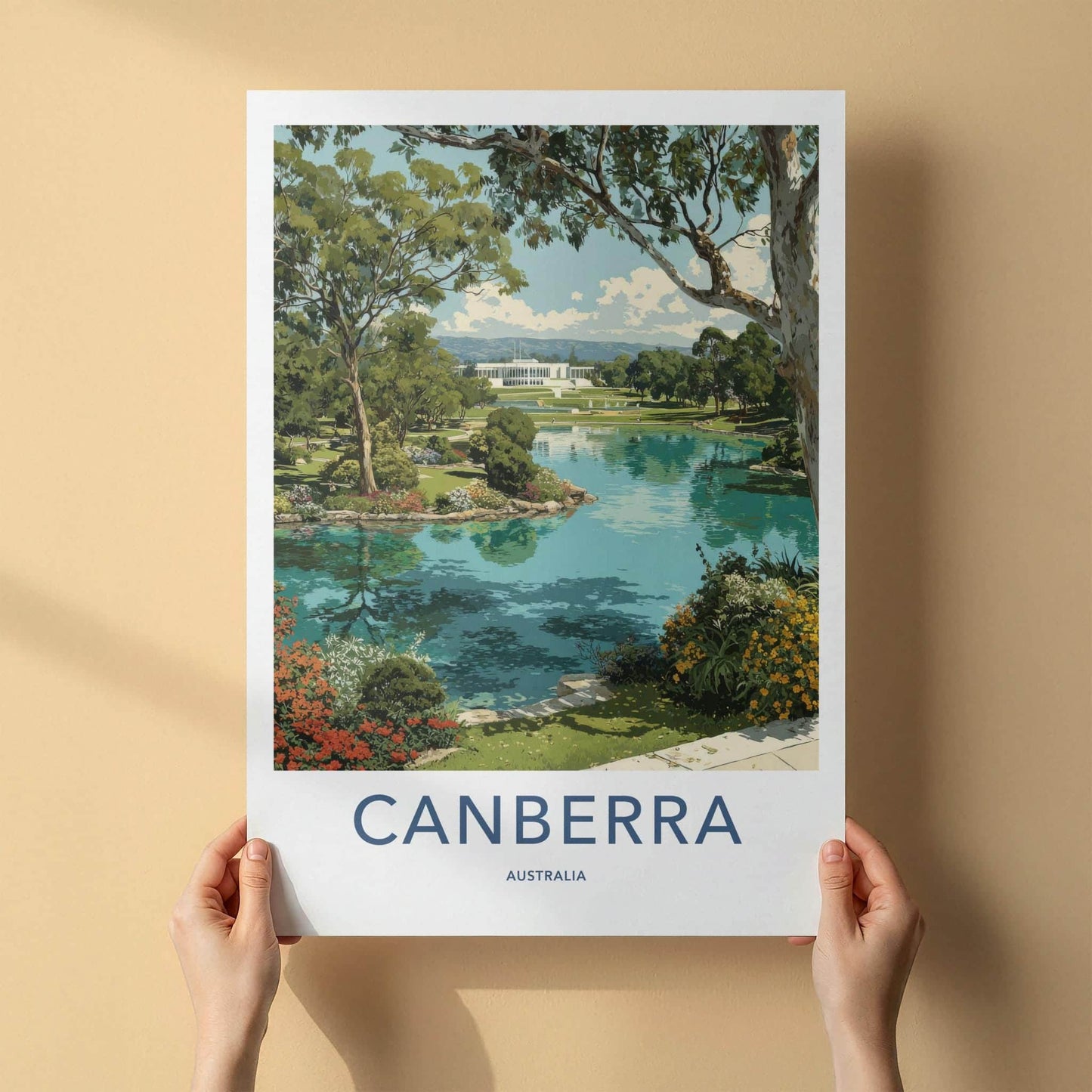Canberra Poster - Australia Travel Art - Parliament House Gardens Home Decor