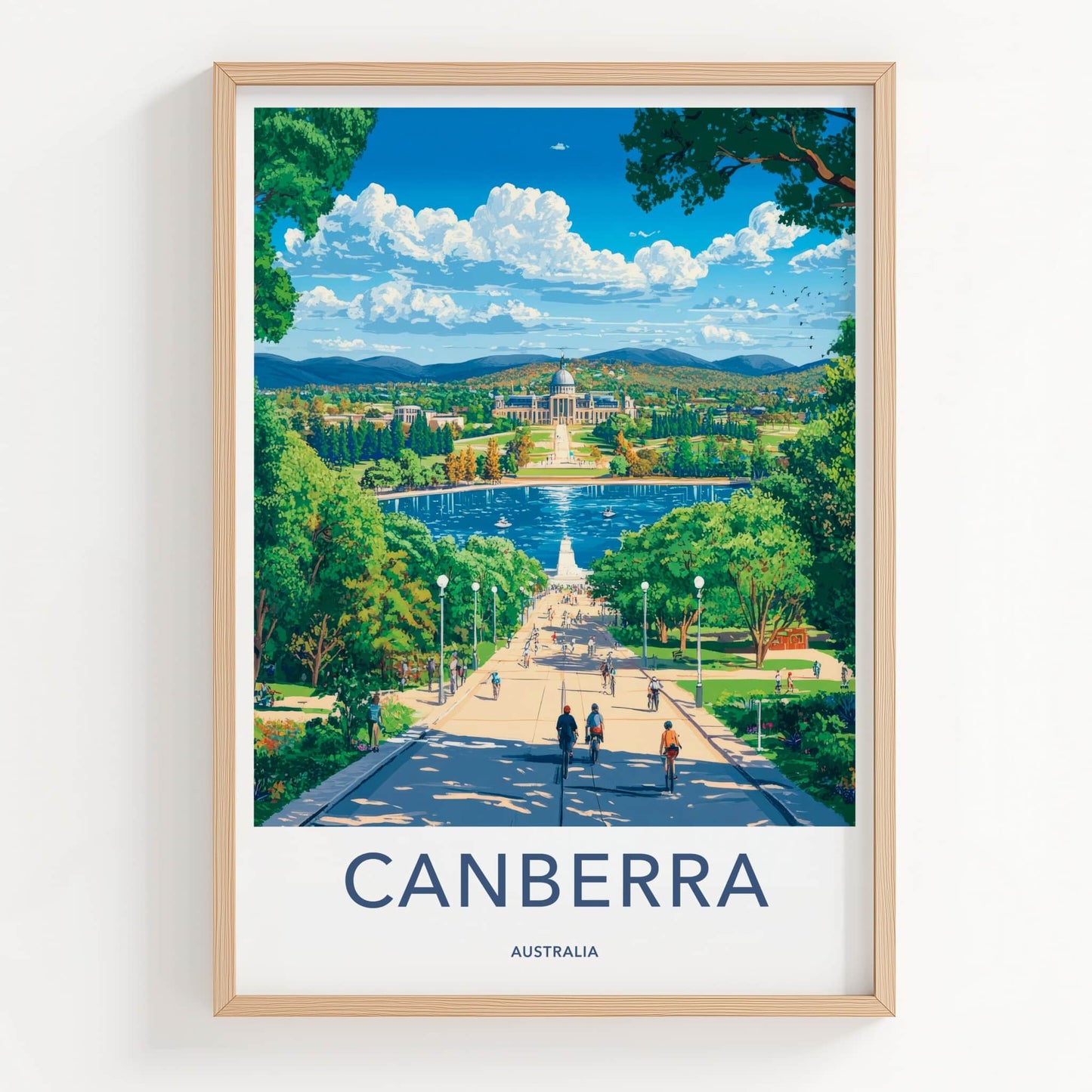 Canberra Poster - Australia Travel Art - Parliament Lake View Home Decor