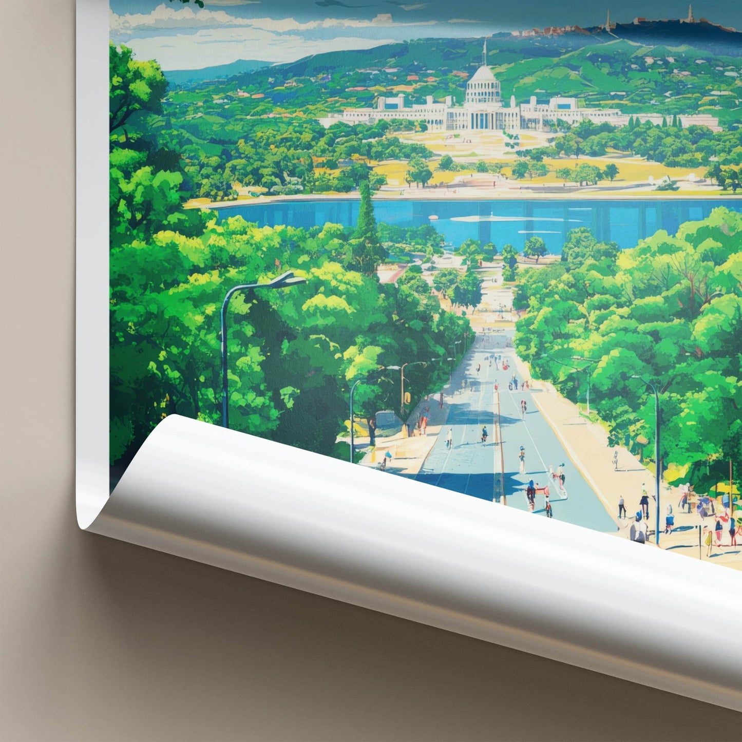 Canberra Poster - Australia Travel Art - Sunny Urban Vista Home Decor