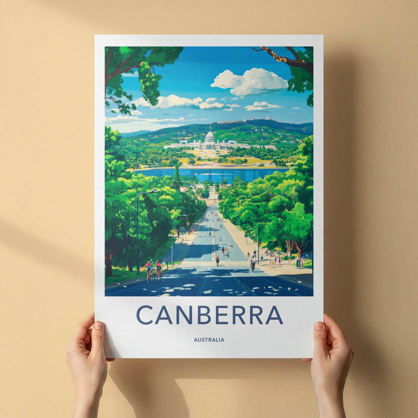 Canberra Poster - Australia Travel Art - Sunny Urban Vista Home Decor