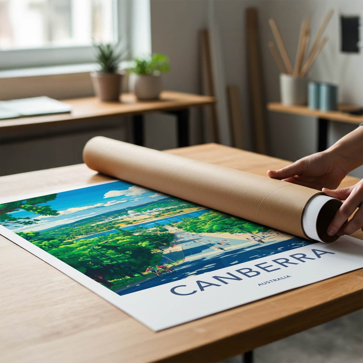 Canberra Poster - Australia Travel Art - Sunny Urban Vista Home Decor