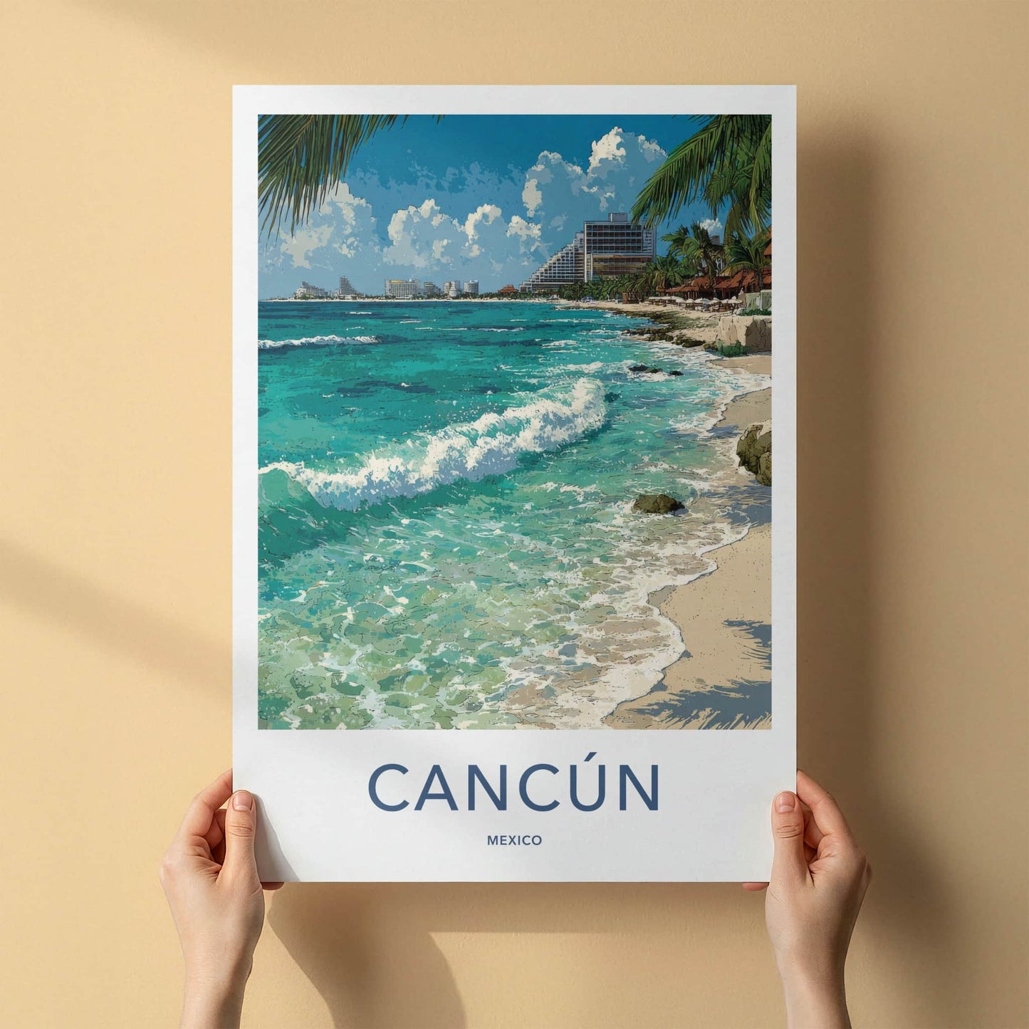 Cancun Poster - Mexico Travel Art - Coastal Resort Beach Home Decor
