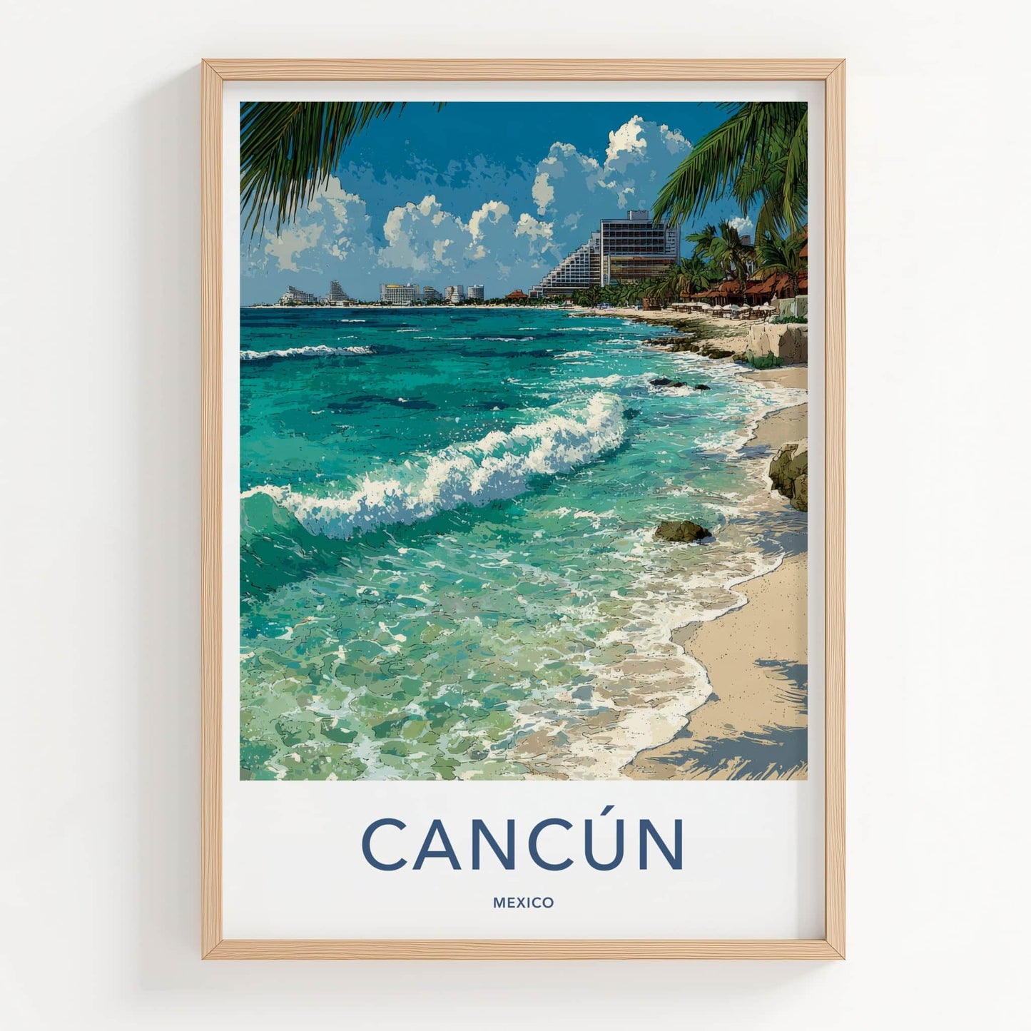 Cancun Poster - Mexico Travel Art - Coastal Resort Beach Home Decor