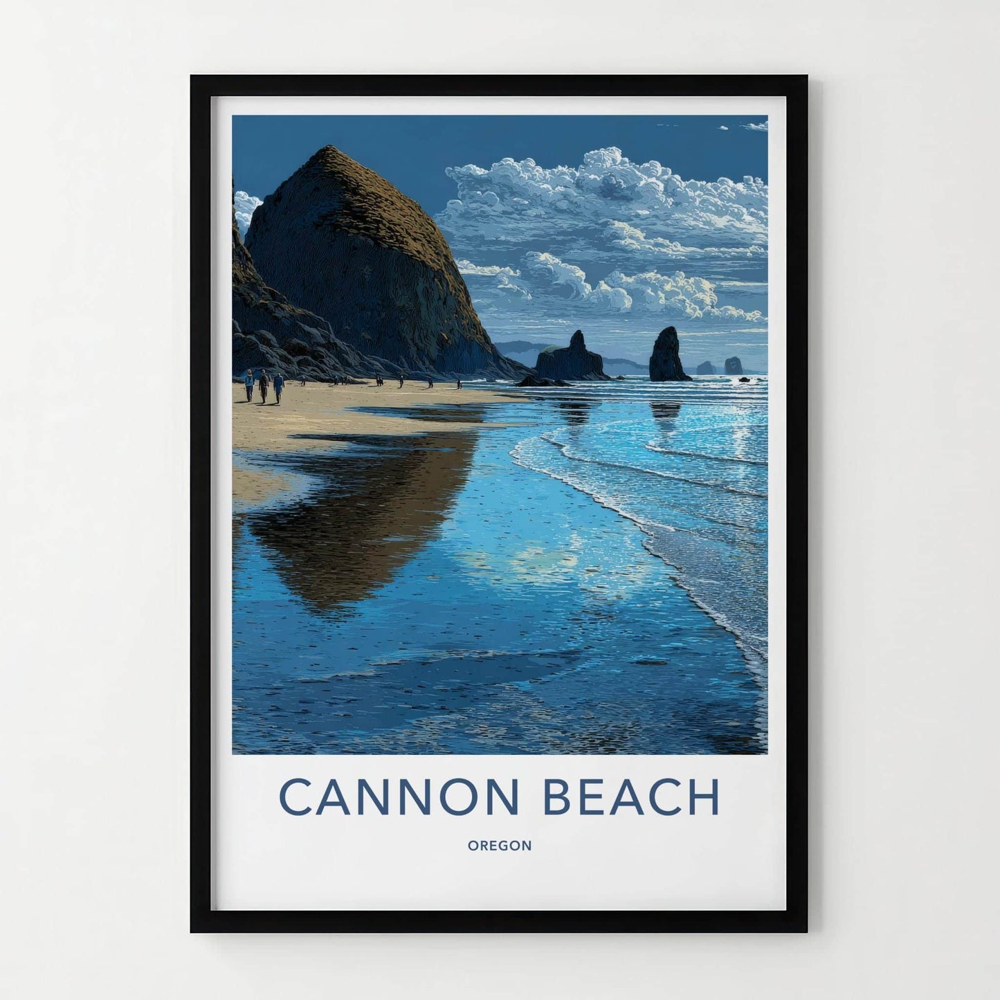 Cannon Beach Poster - Oregon Travel Art - Haystack Rock Beach Wall Decor