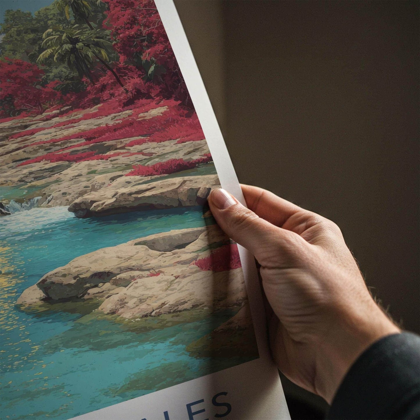Cano Cristales Poster - Colombia Scenic Art - Vibrant river cascades Wall Decor
