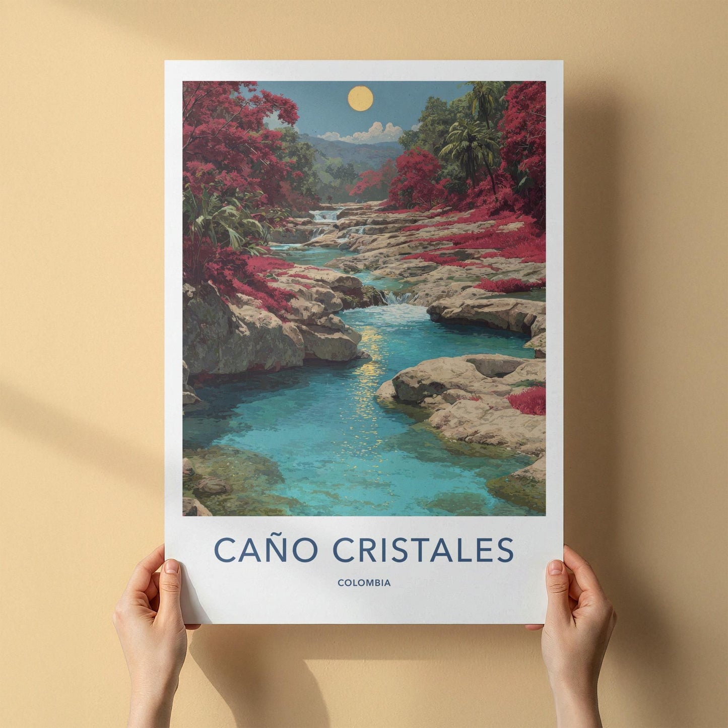 Cano Cristales Poster - Colombia Scenic Art - Vibrant river cascades Wall Decor