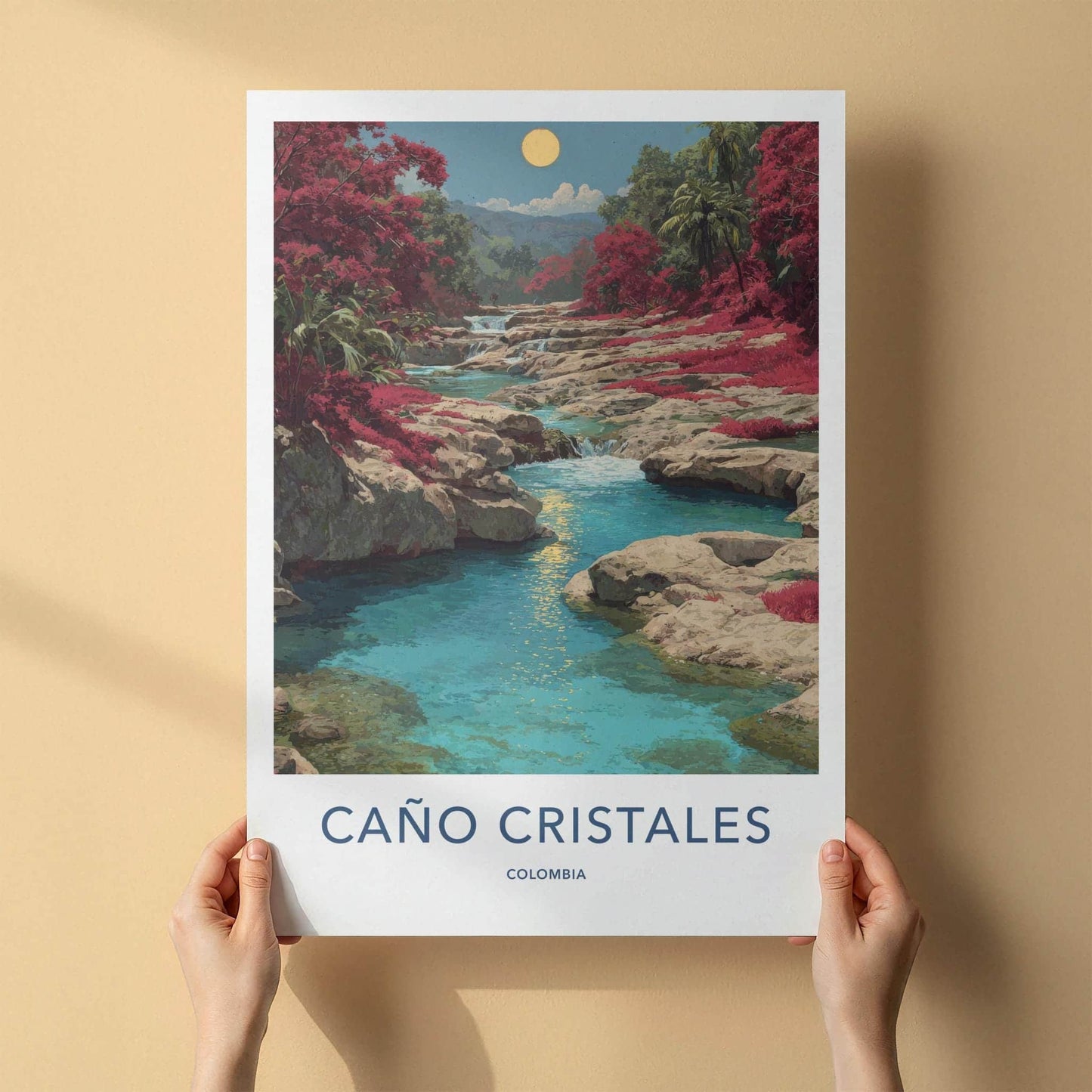 Cano Cristales Poster - Colombia Scenic Art - Vibrant river cascades Wall Decor