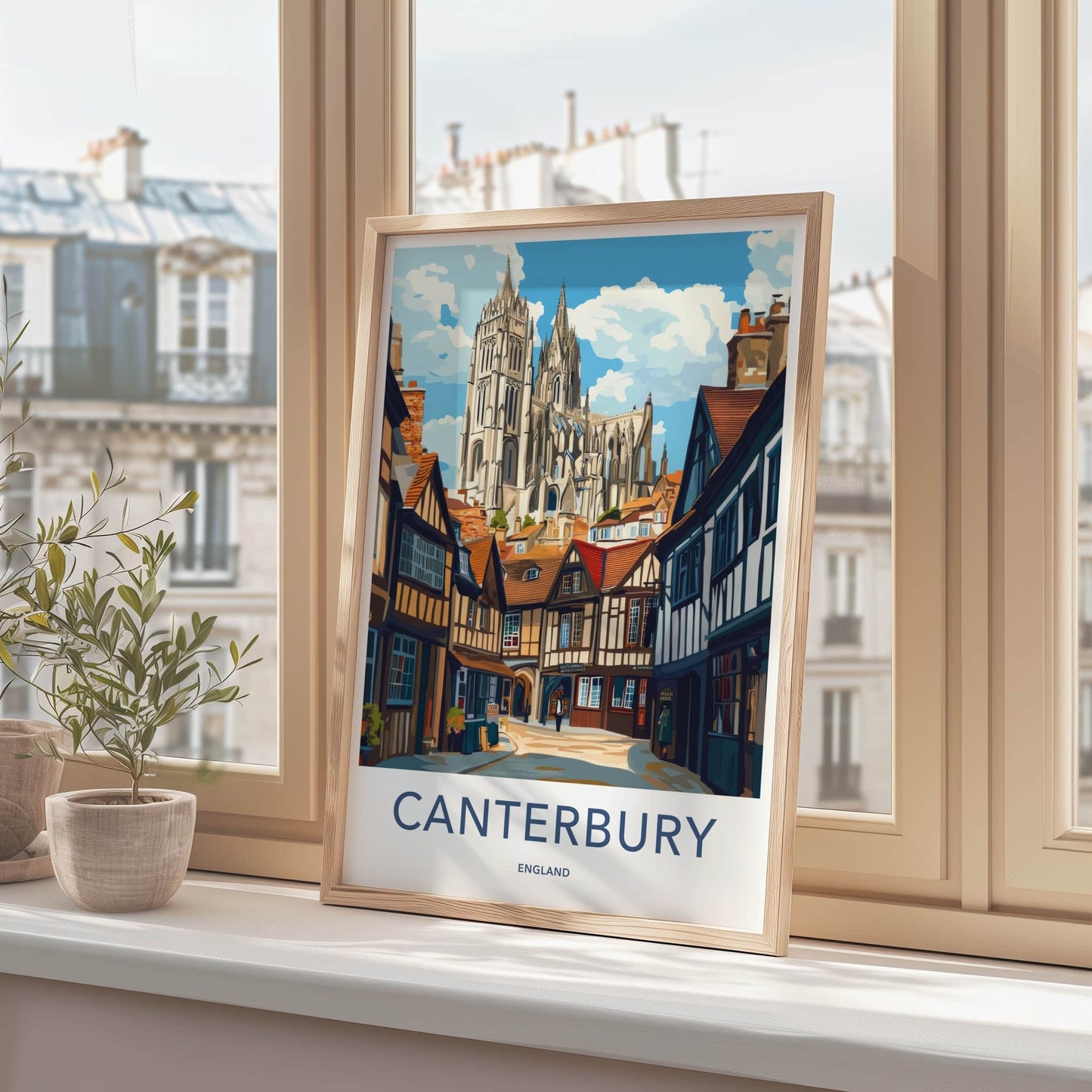 Canterbury Poster - England Travel Art - Historic Cathedral Alley Home Decor