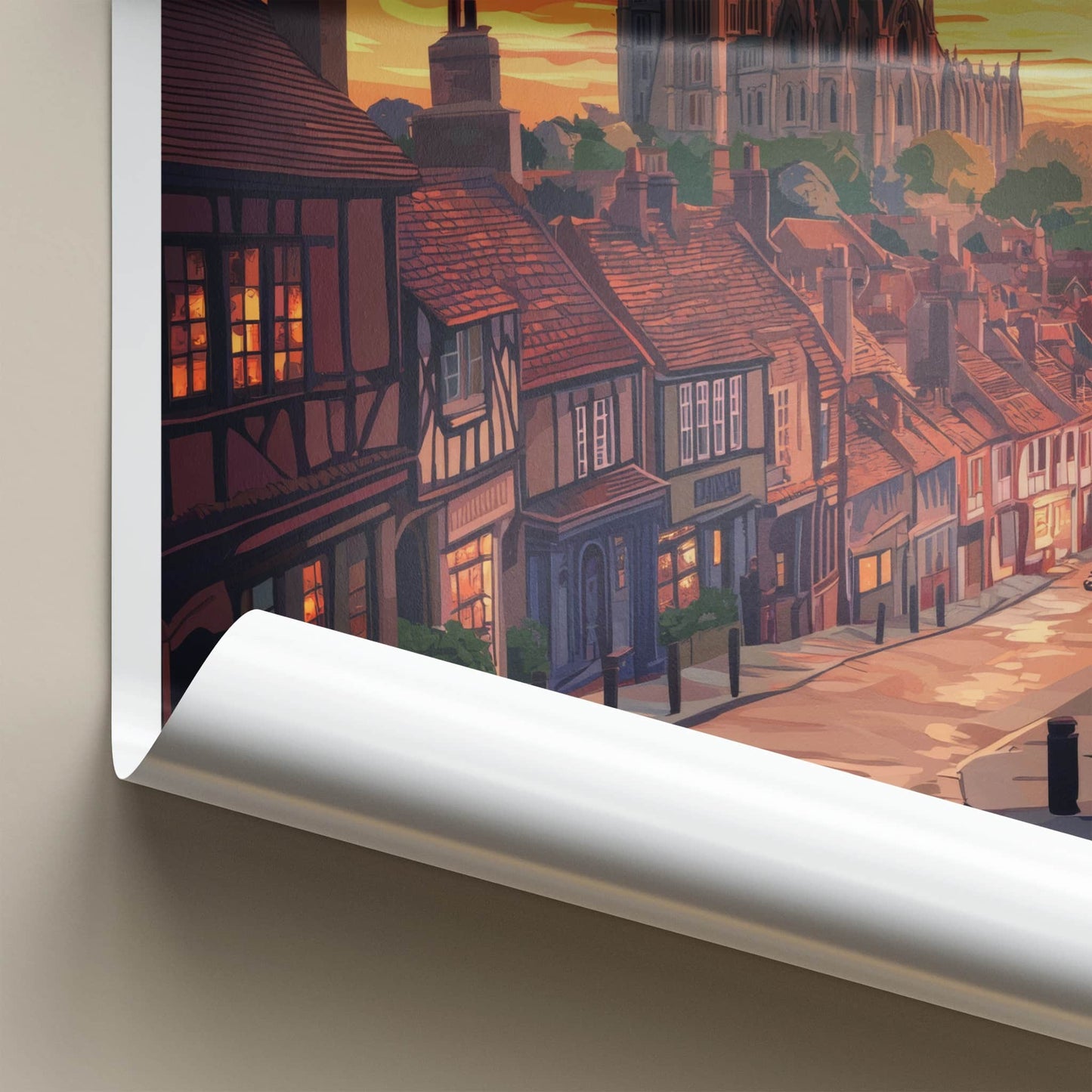 Canterbury Poster - England Travel Art - Historic City Sunset Home Decor