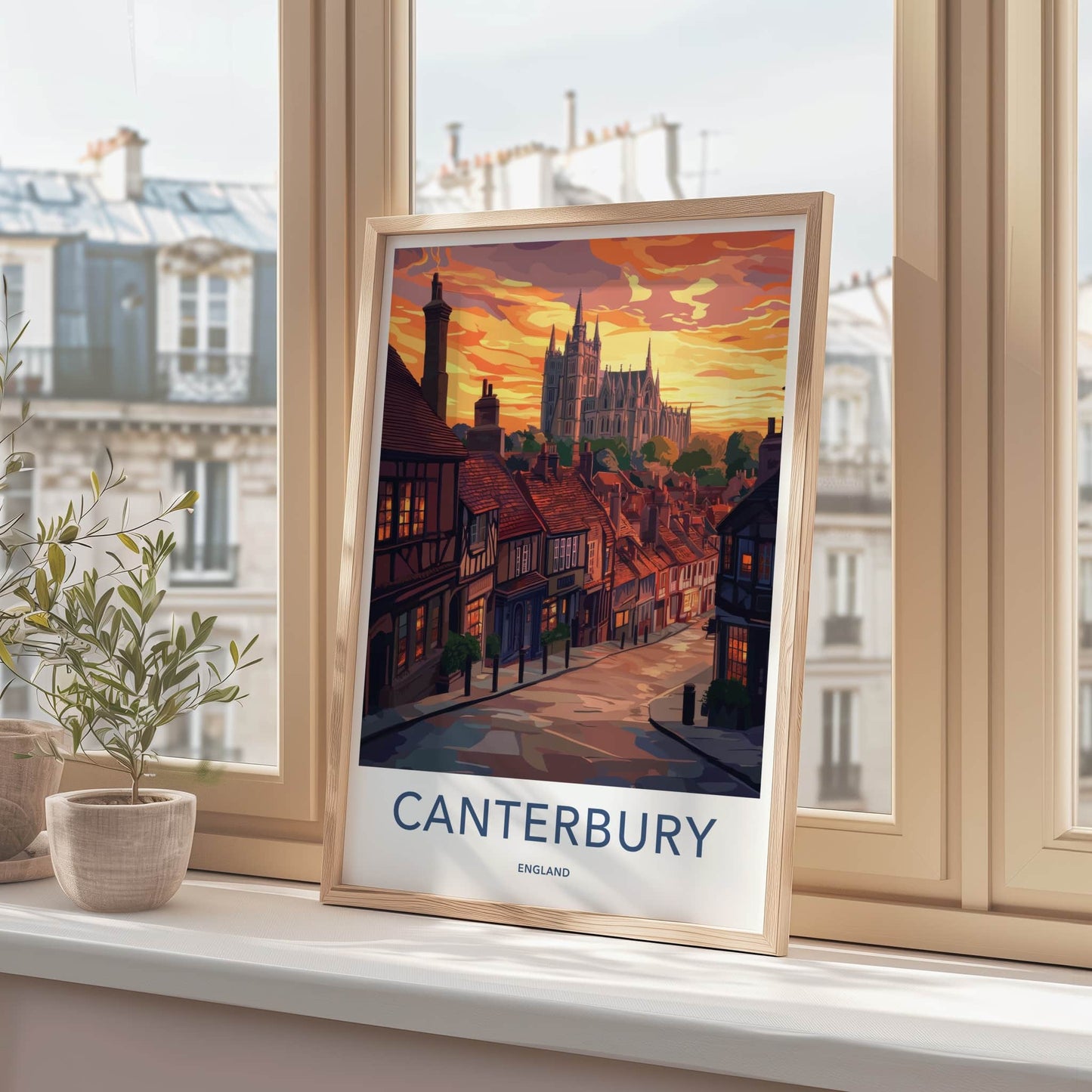 Canterbury Poster - England Travel Art - Historic City Sunset Home Decor