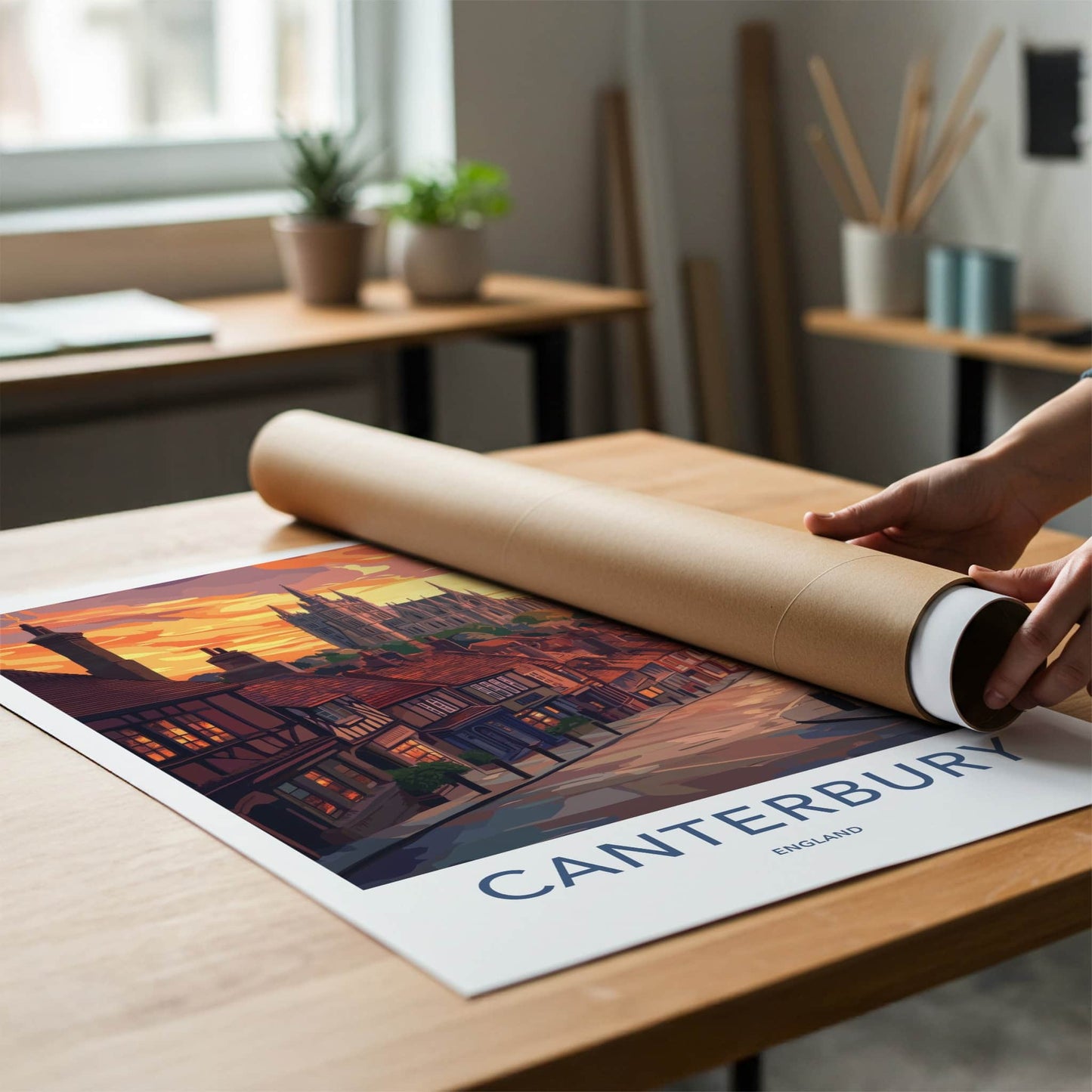 Canterbury Poster - England Travel Art - Historic City Sunset Home Decor