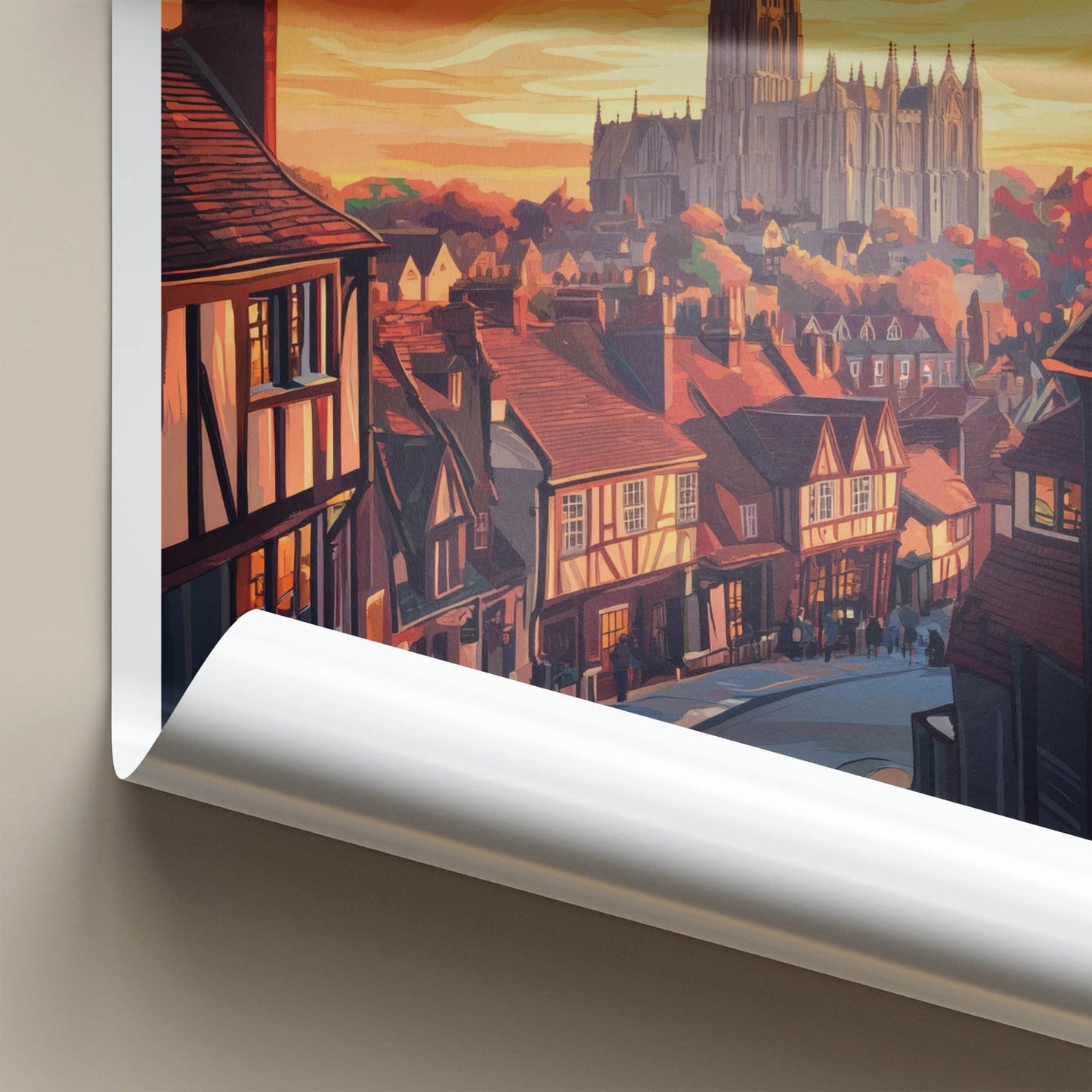 Canterbury Poster - England Wall Art - Historic City Sunset Home Decor