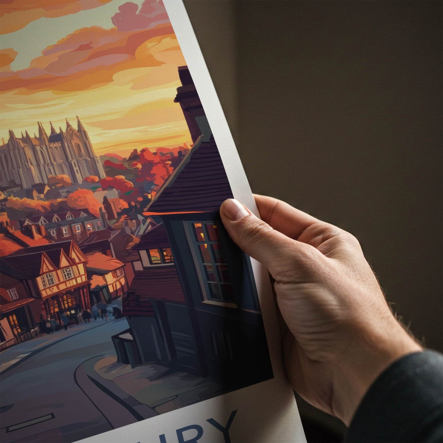Canterbury Poster - England Wall Art - Historic City Sunset Home Decor