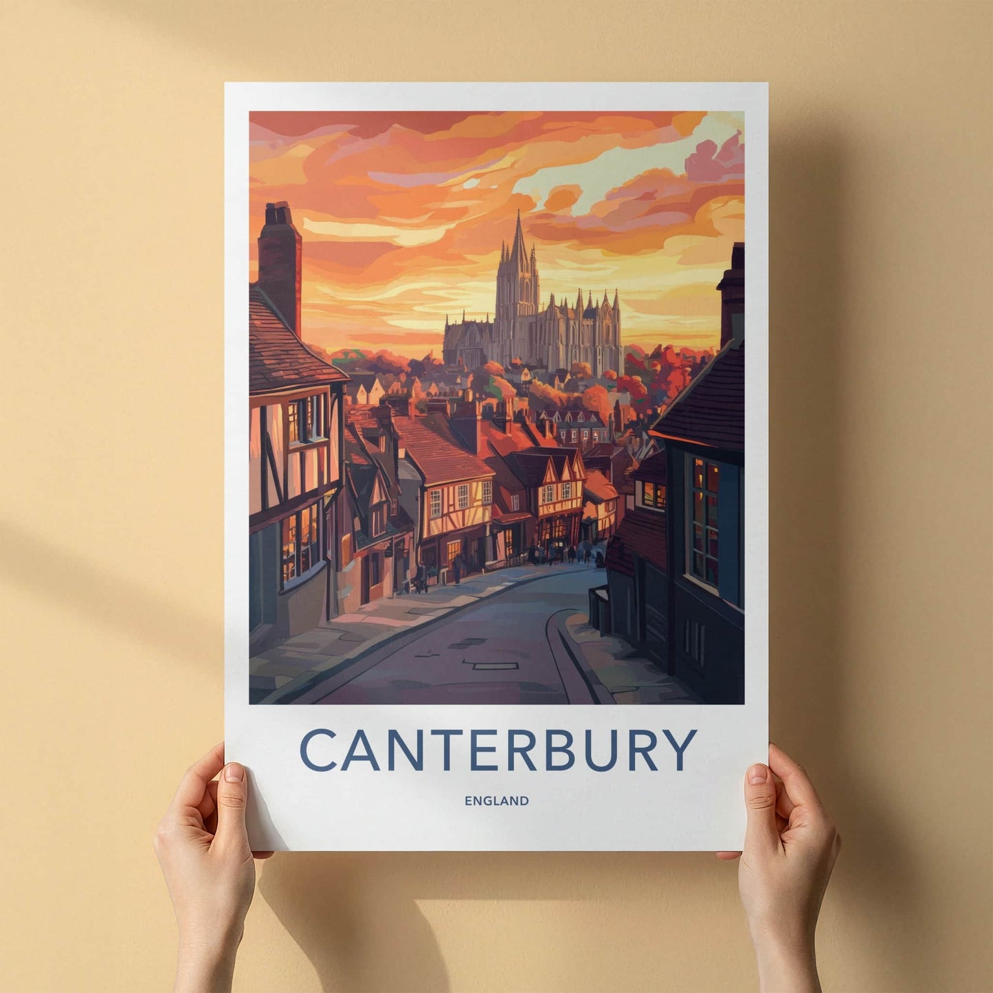 Canterbury Poster - England Wall Art - Historic City Sunset Home Decor