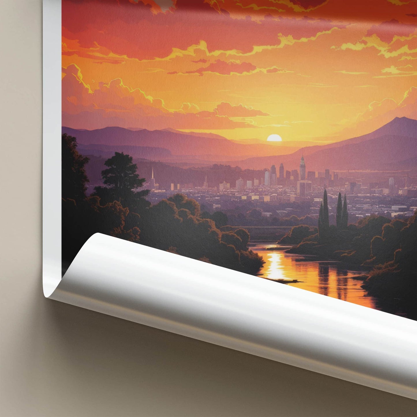 Canterbury Poster - New Zealand Travel Art - Dramatic Sunset River Home Decor