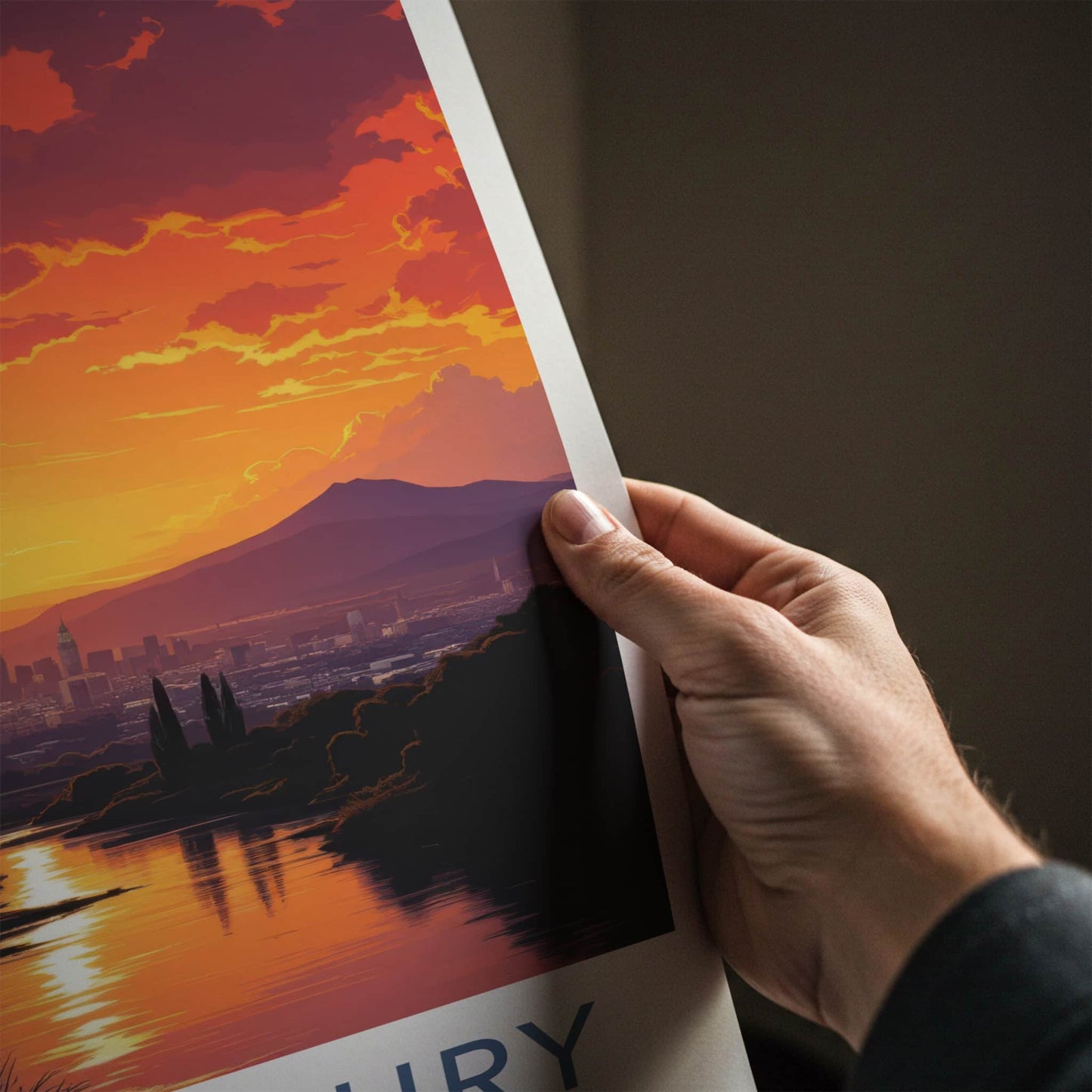 Canterbury Poster - New Zealand Travel Art - Dramatic Sunset River Home Decor