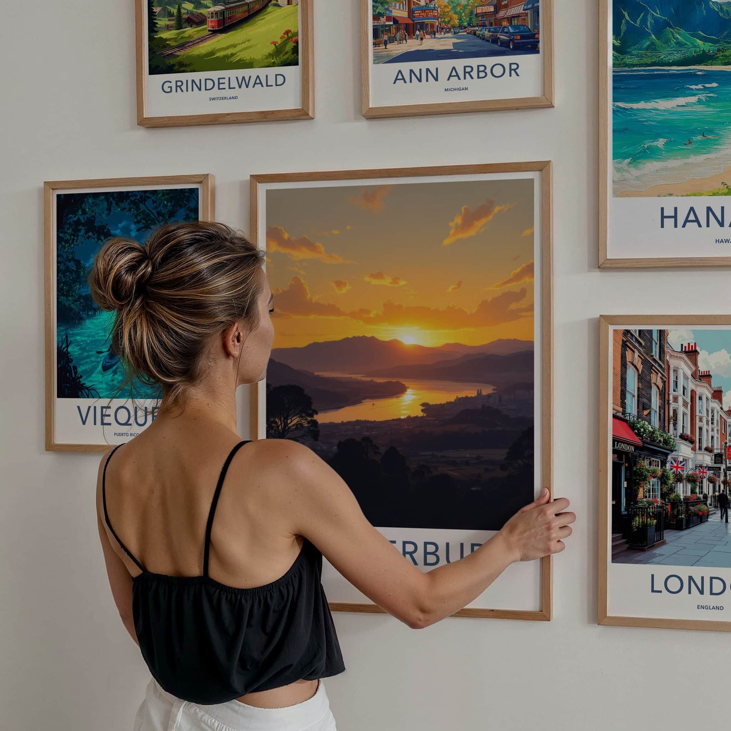 Canterbury Poster - New Zealand Travel Art - Golden Lake Sunset Wall Decor