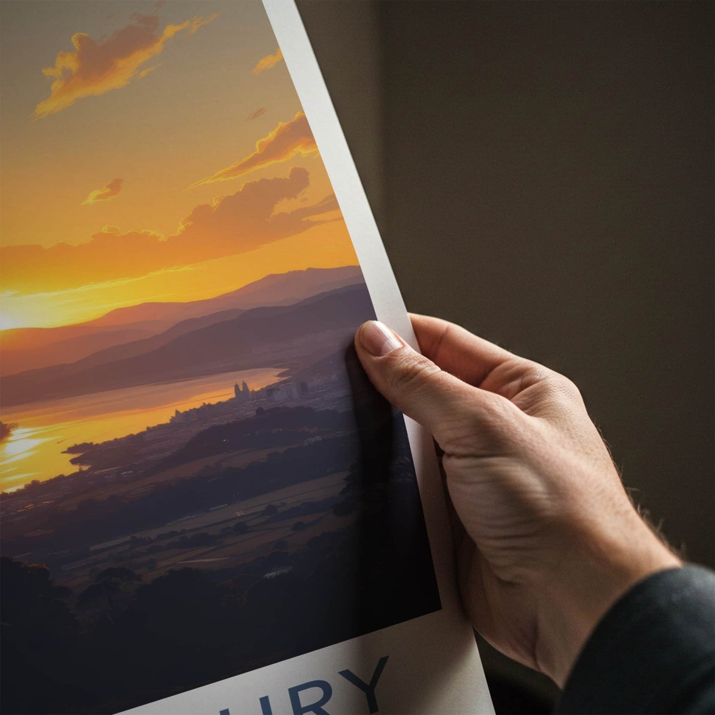 Canterbury Poster - New Zealand Travel Art - Golden Lake Sunset Wall Decor