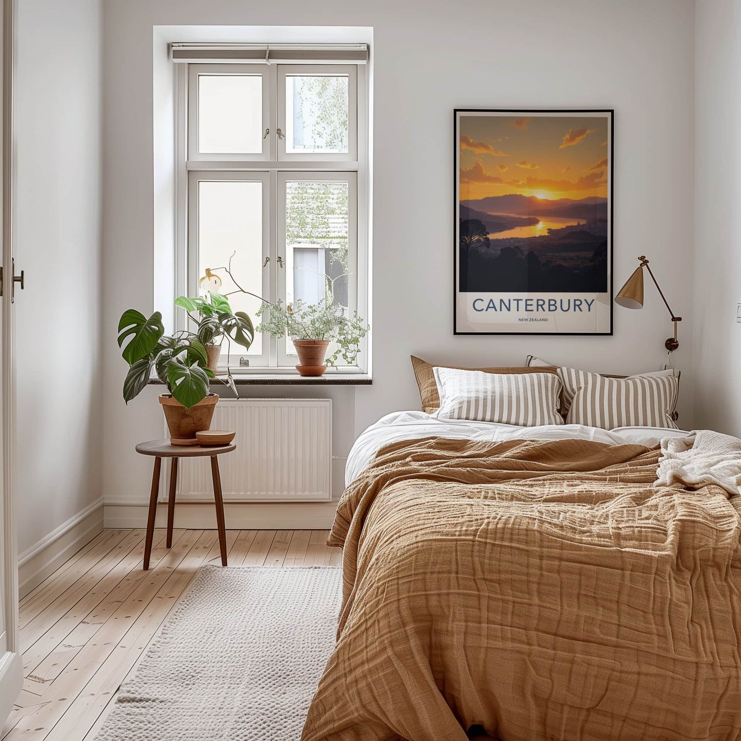 Canterbury Poster - New Zealand Travel Art - Golden Lake Sunset Wall Decor
