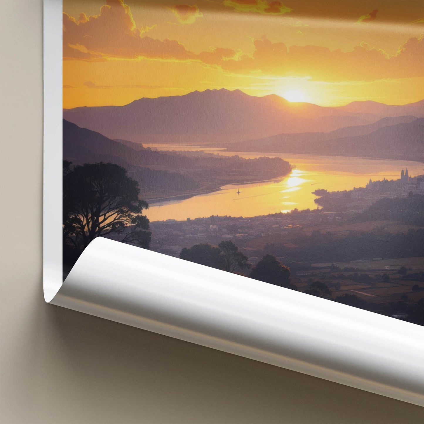 Canterbury Poster - New Zealand Travel Art - Golden Lake Sunset Wall Decor