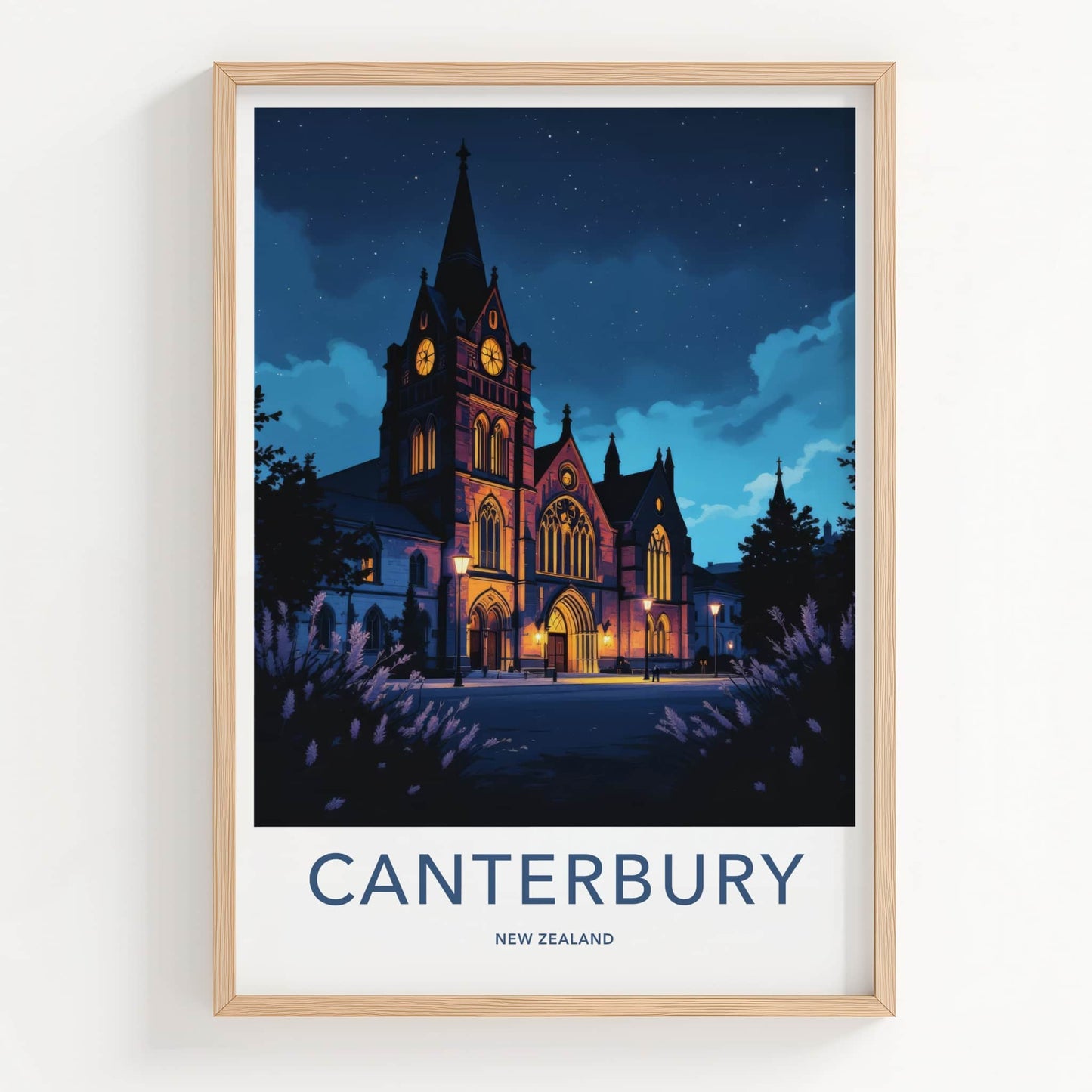 Canterbury Poster - New Zealand Travel Art - Historic Clock Tower Home Decor