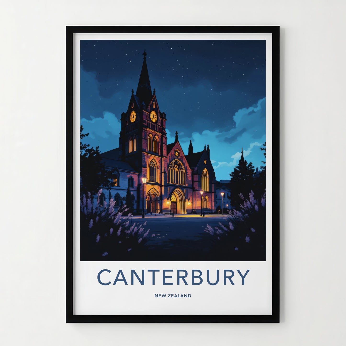 Canterbury Poster - New Zealand Travel Art - Historic Clock Tower Home Decor