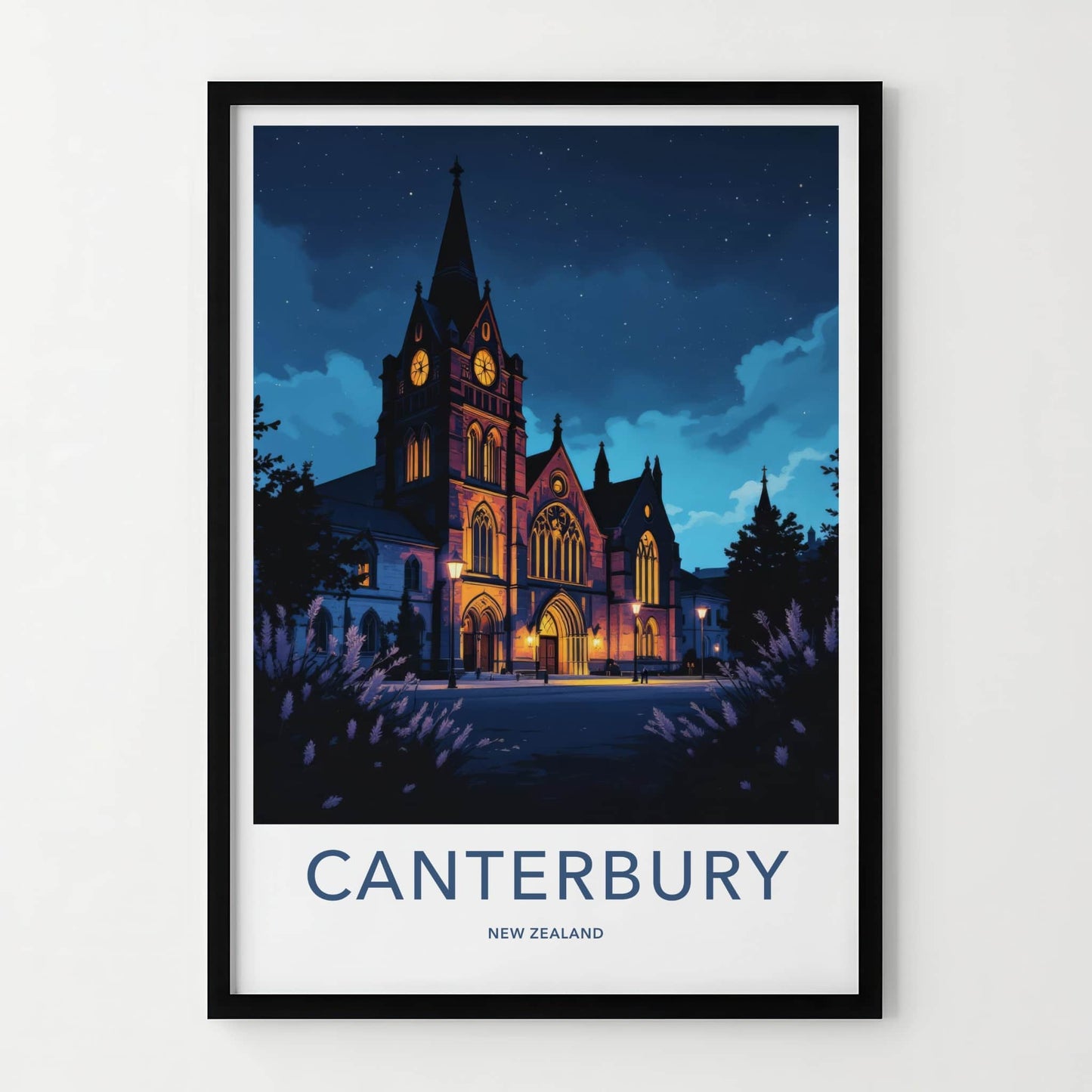 Canterbury Poster - New Zealand Travel Art - Historic Clock Tower Home Decor