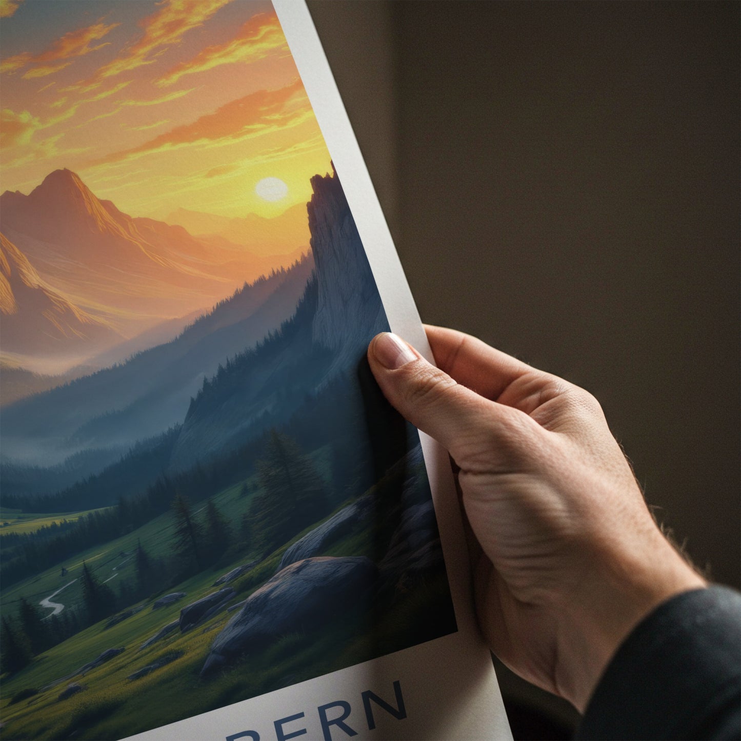 Canton Of Bern Poster - Switzerland Art Print - Alpine Waterfall Valley Home Decor