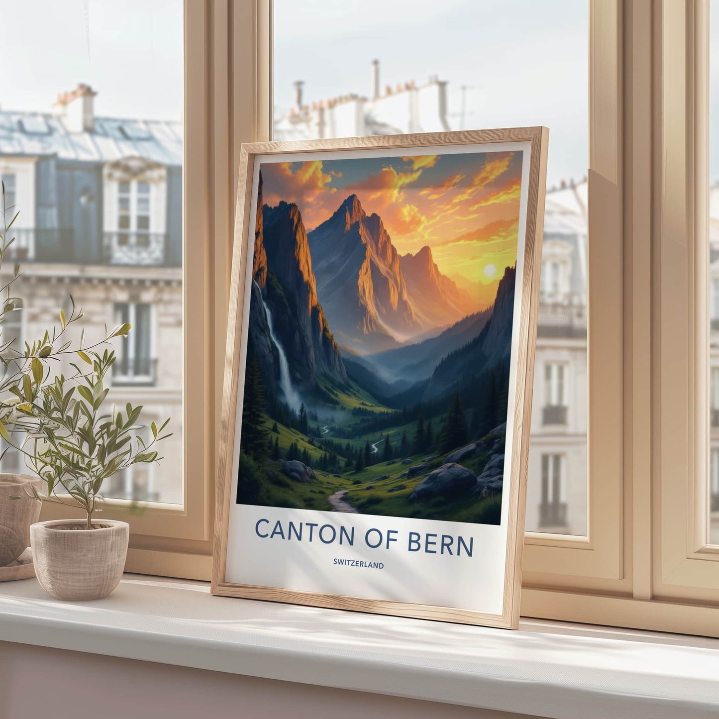 Canton Of Bern Poster - Switzerland Art Print - Alpine Waterfall Valley Home Decor