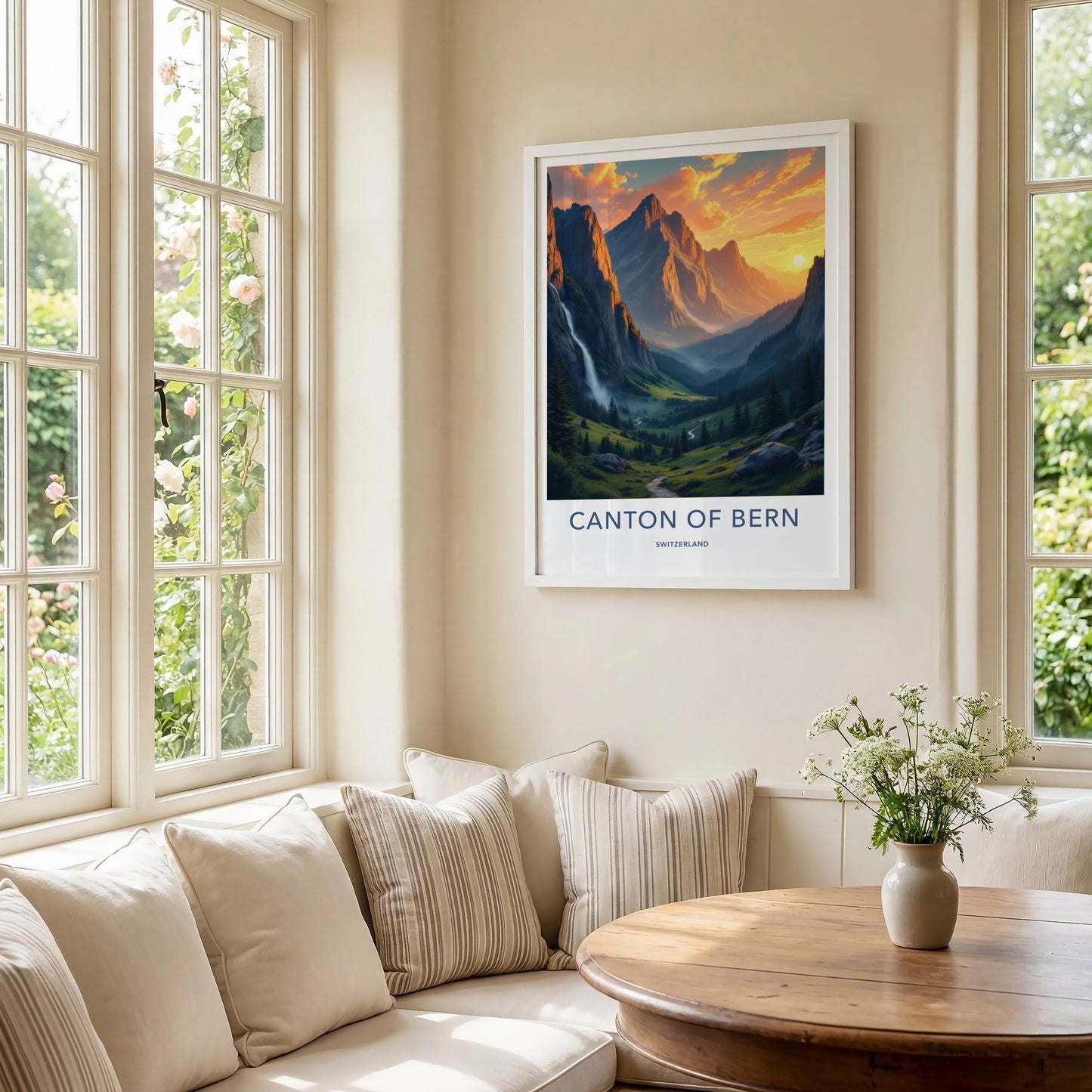 Canton Of Bern Poster - Switzerland Art Print - Alpine Waterfall Valley Home Decor