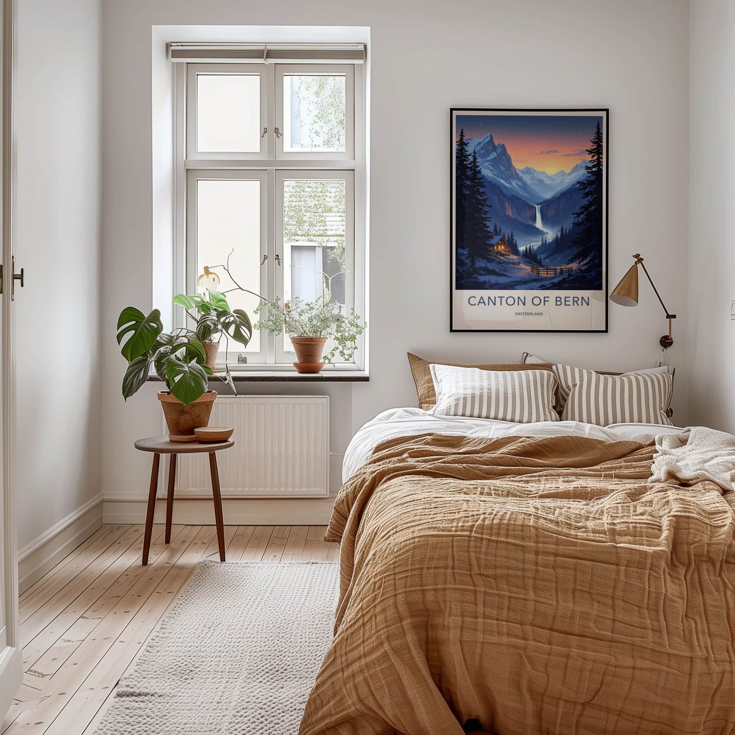 Canton Of Bern Poster - Switzerland Wall Art - Sunset Waterfall Valley Home Decor
