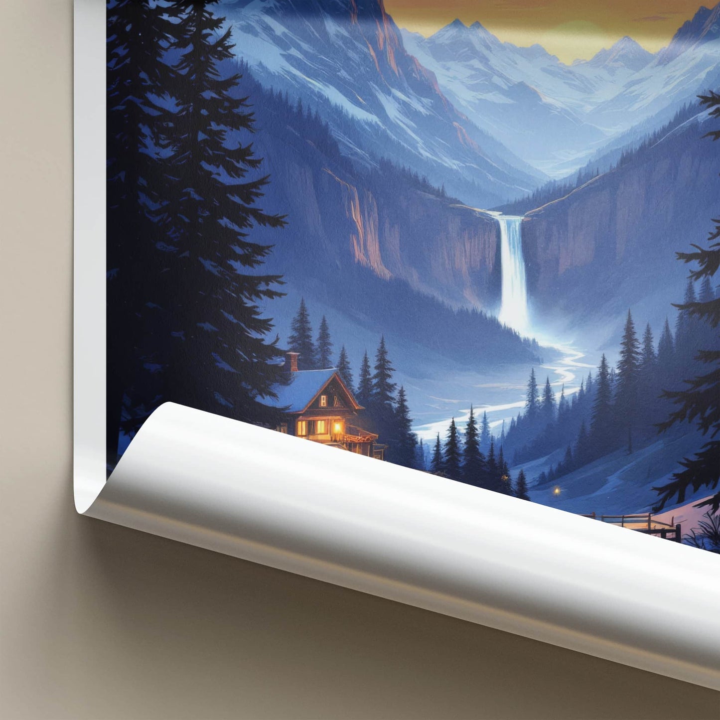 Canton Of Bern Poster - Switzerland Wall Art - Sunset Waterfall Valley Home Decor