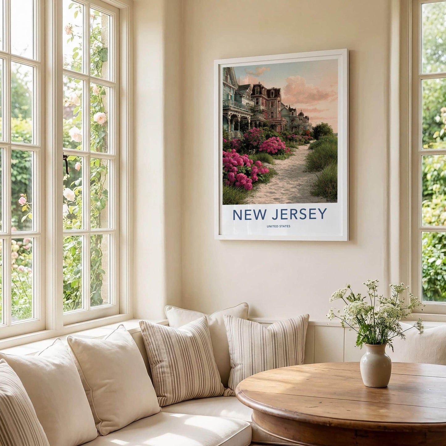 Cape May Poster - New Jersey Travel Print - Victorian Houses Path Wall Decor