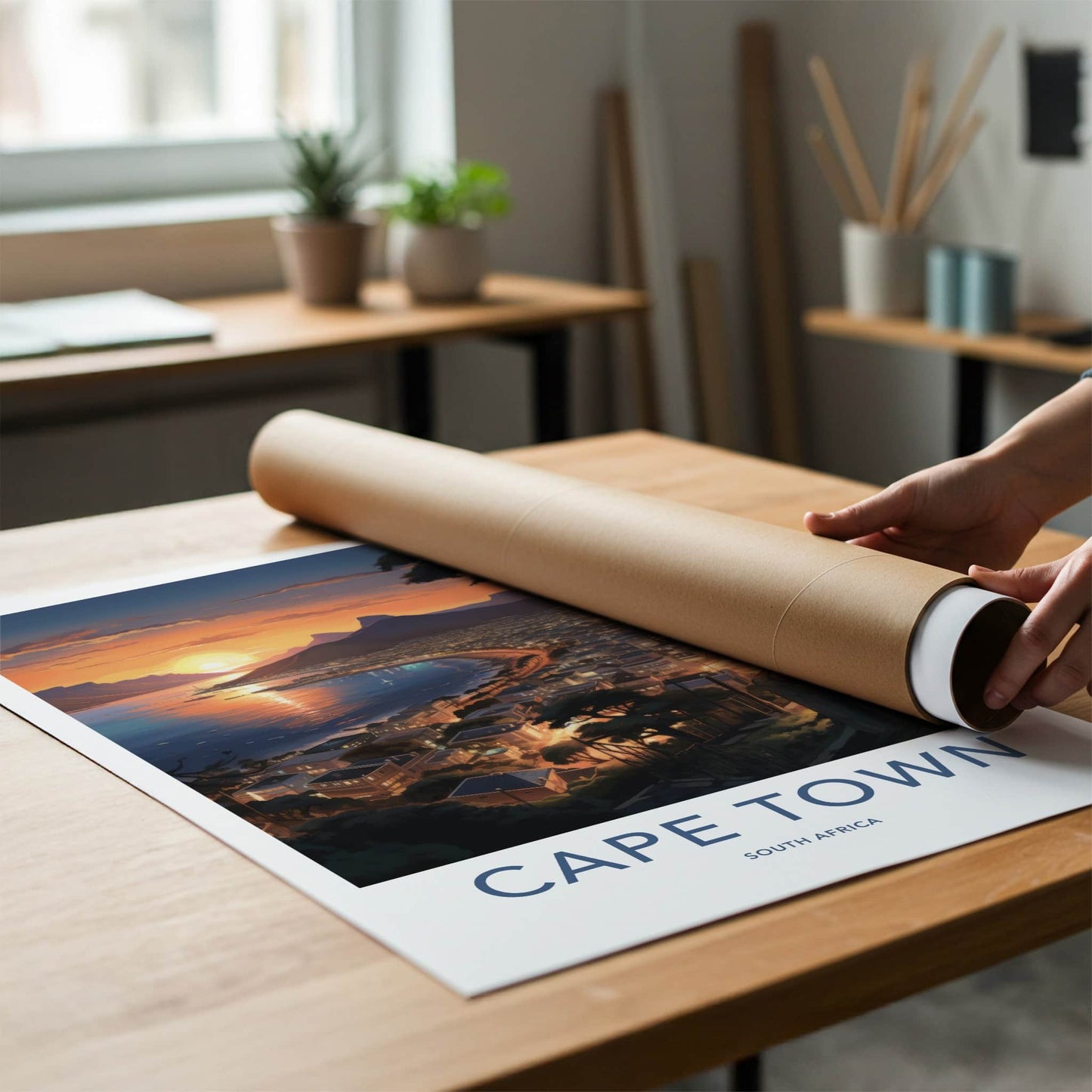 Cape Town Poster - South Africa Travel Art - Coastal City Sunset Home Decor