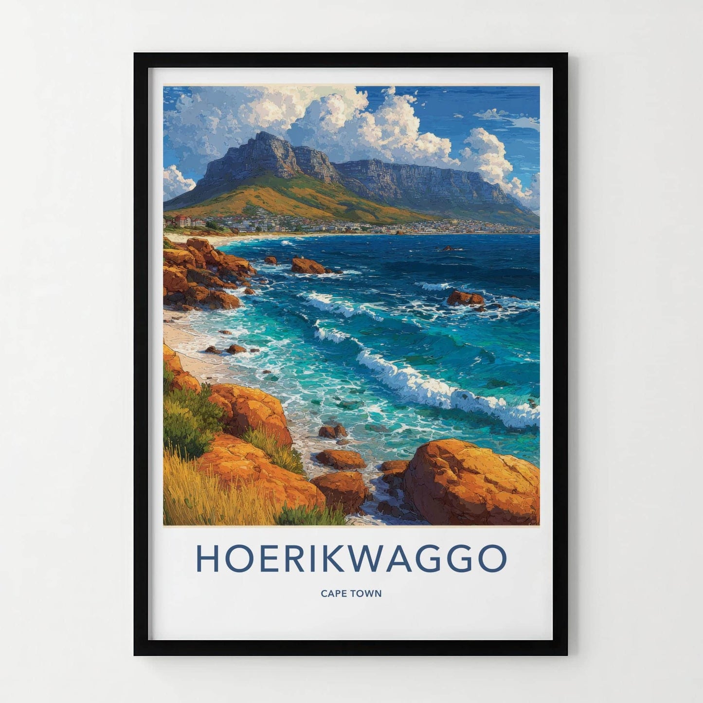 Cape Town Poster - South Africa Travel Art - Coastal Mountain Scene Home Decor