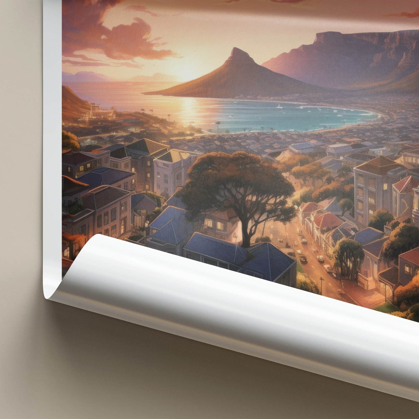 Cape Town Poster - South Africa Travel Art - Vibrant City Sunset Home Decor