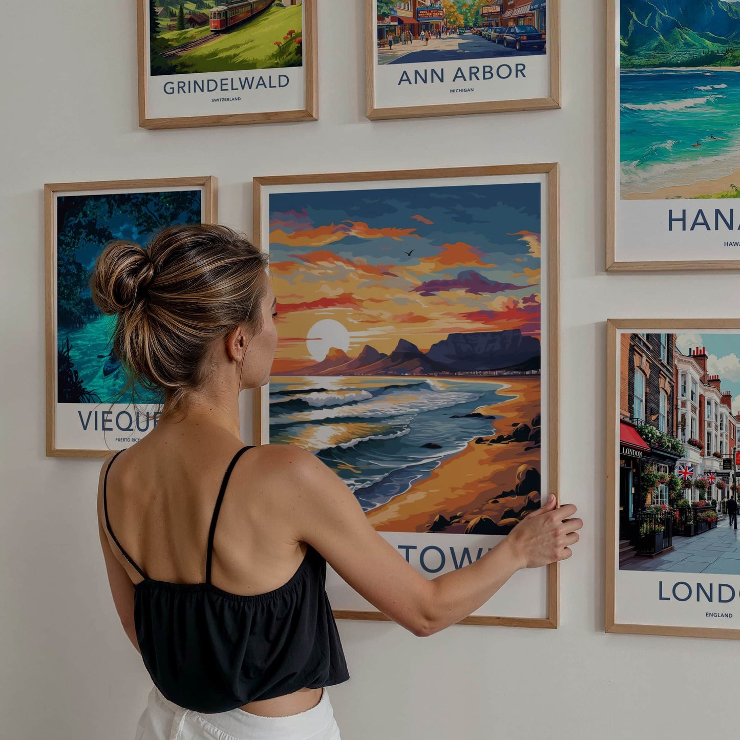 Cape Town Poster - South Africa Travel Art - Vibrant Ocean Sunset Home Decor