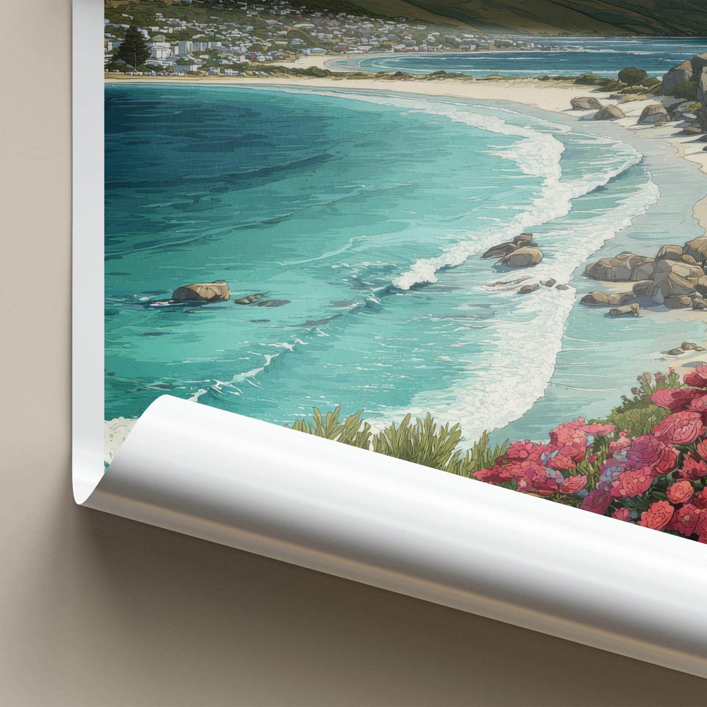 Cape Town Poster - South Africa Travel Print - Vibrant Floral Coast Wall Decor