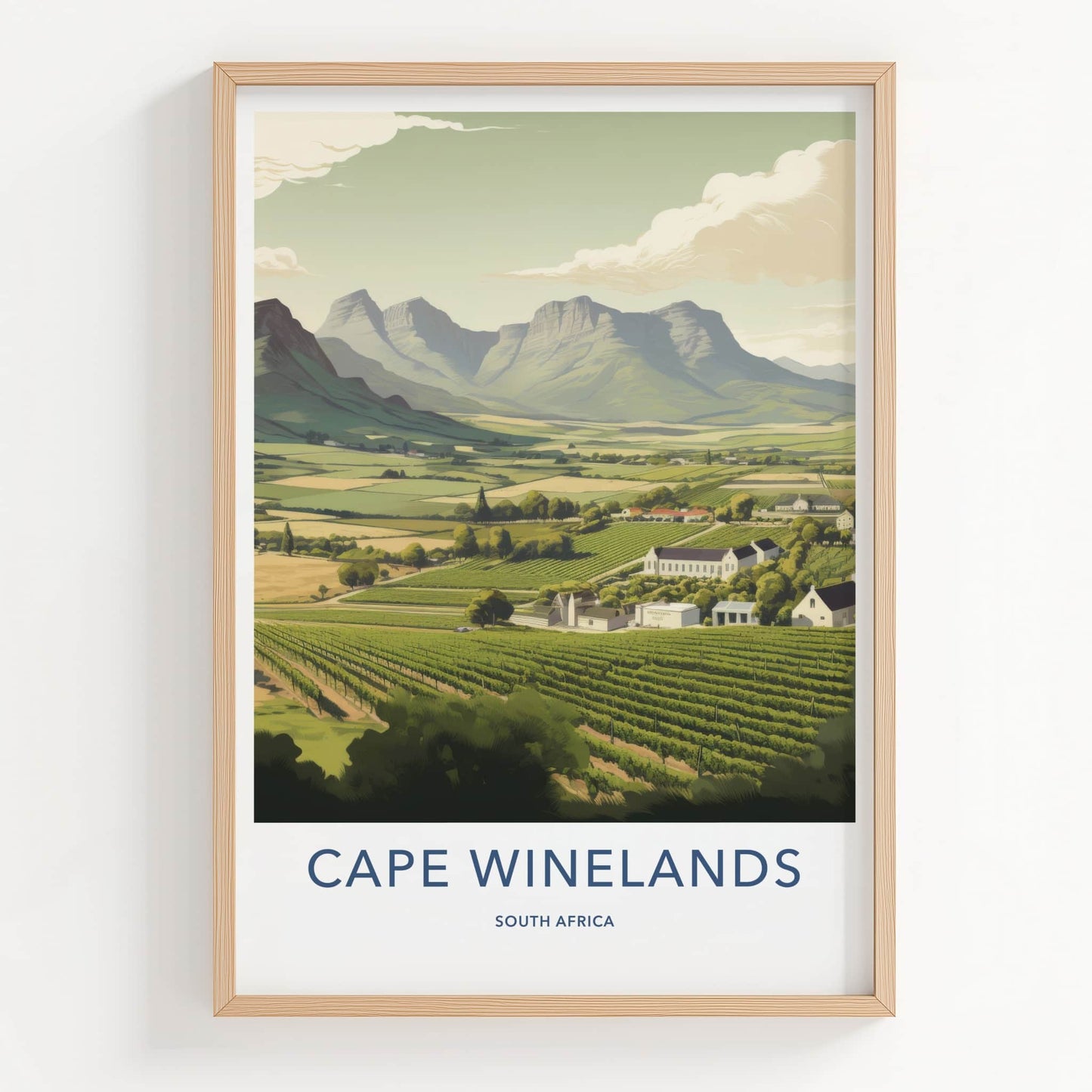 Cape Winelands Poster - South Africa Fine Art - Lush Vineyard Scenery Home Art