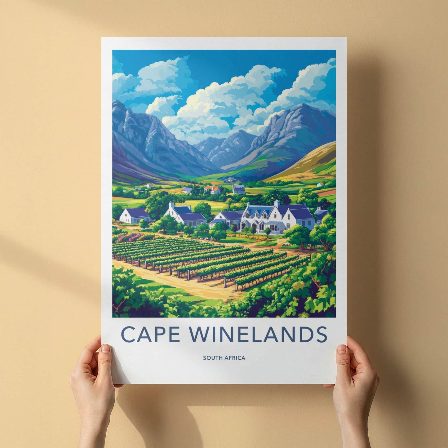 Cape Winelands Poster - South Africa Fine Art - Vibrant Vineyard Scene Gift