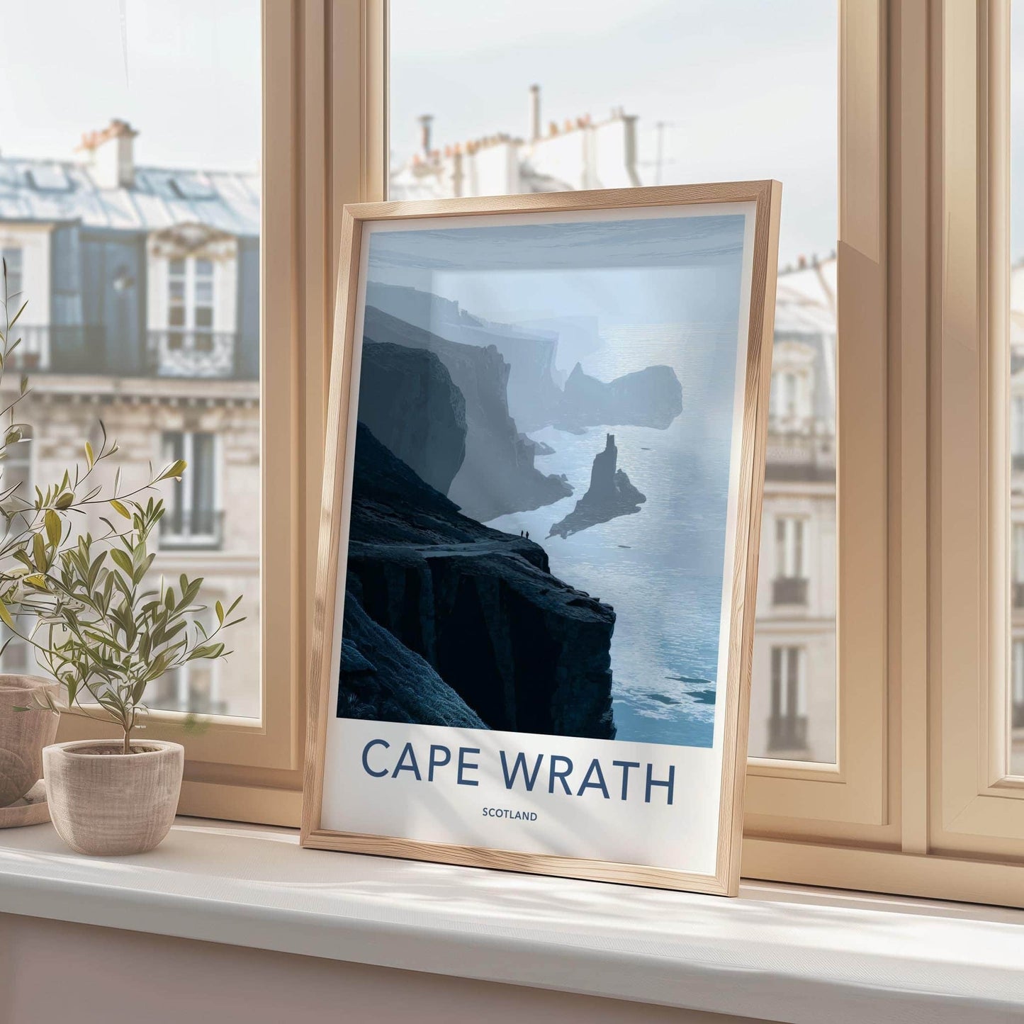 Cape Wrath Poster - Scotland Travel Art - Misty Cliffside View Home Decor