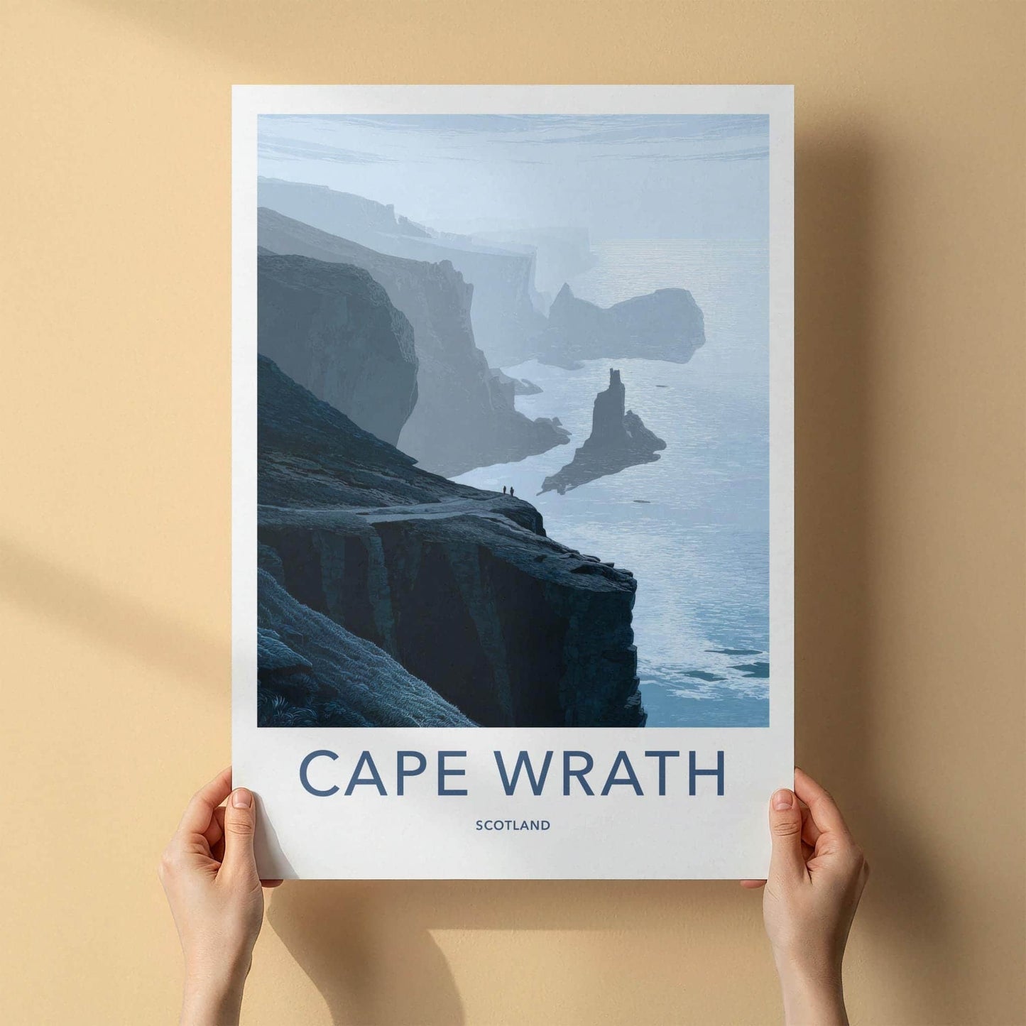 Cape Wrath Poster - Scotland Travel Art - Misty Cliffside View Home Decor