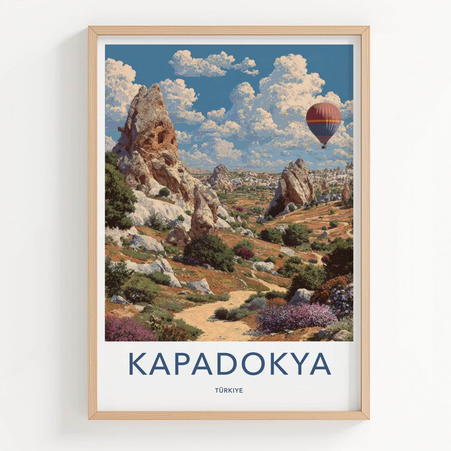 Cappadocia Poster - Turkey Travel Art - Balloon Filled Valley Home Decor