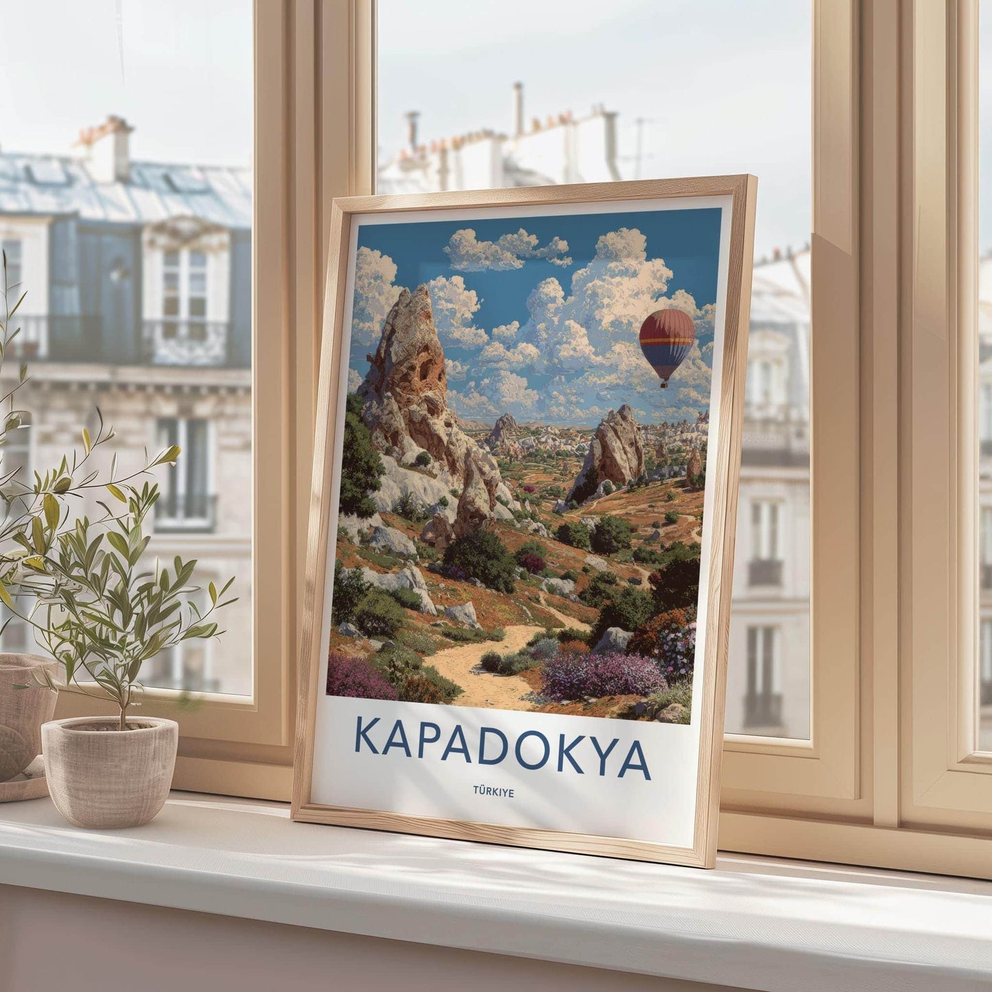 Cappadocia Poster - Turkey Travel Art - Balloon Filled Valley Home Decor
