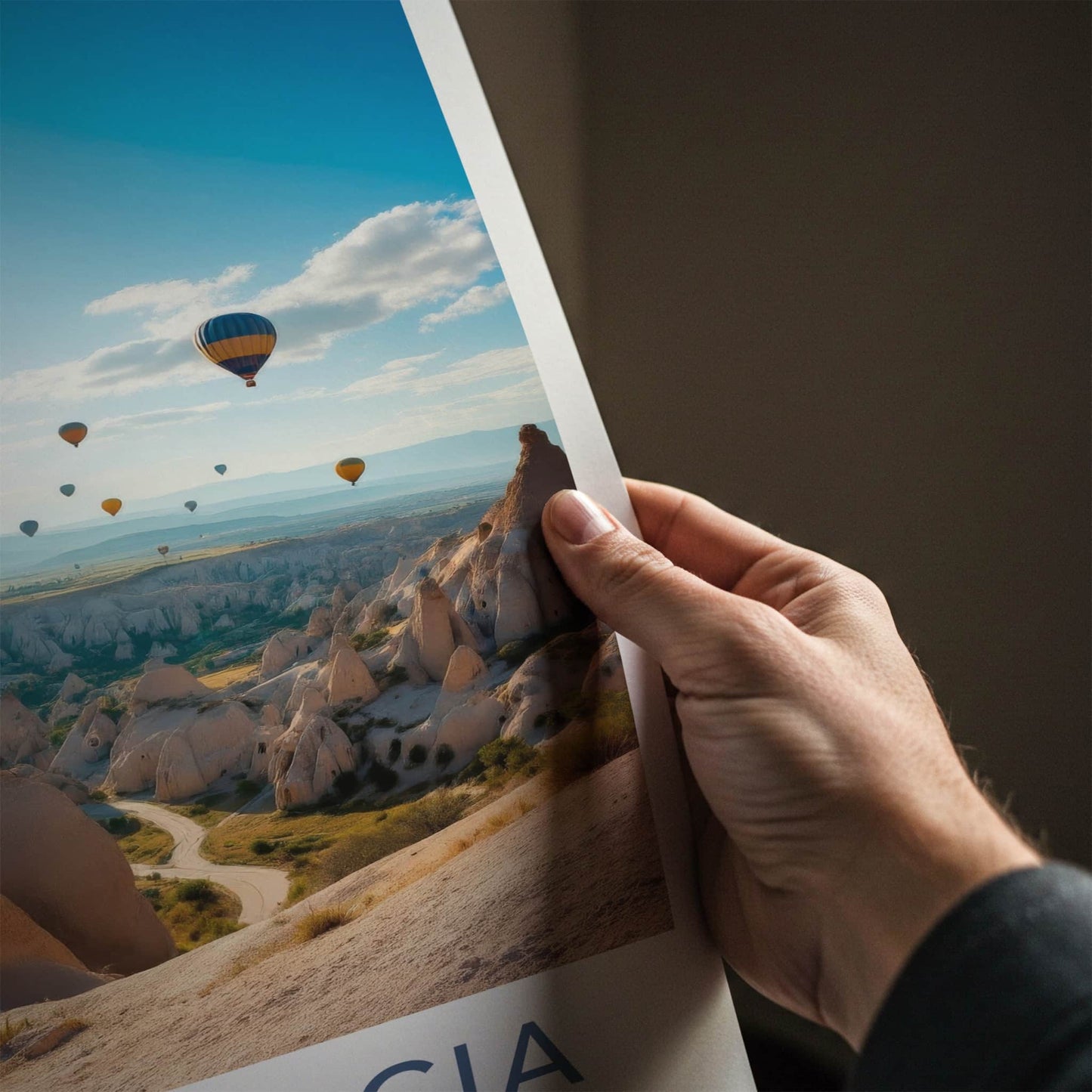 CAPPADOCIA Poster - Turkey Travel Art - Sunny Balloon Landscape Home Decor