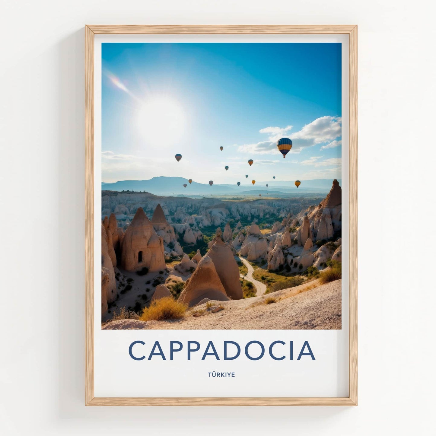CAPPADOCIA Poster - Turkey Travel Art - Sunny Balloon Landscape Home Decor