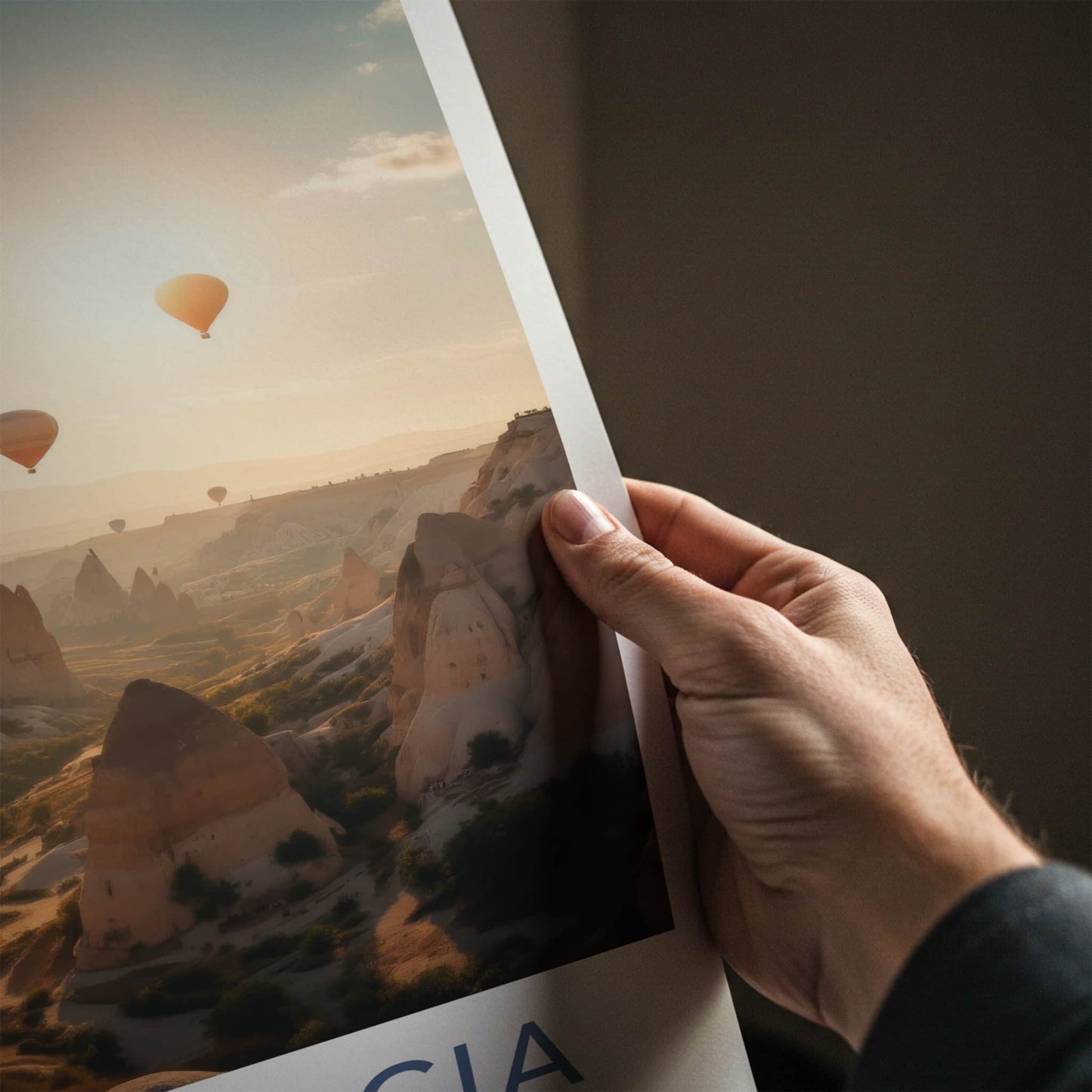 Cappadocia Poster - Turkey Travel Art - Sunrise Balloon Landscape Home Decor