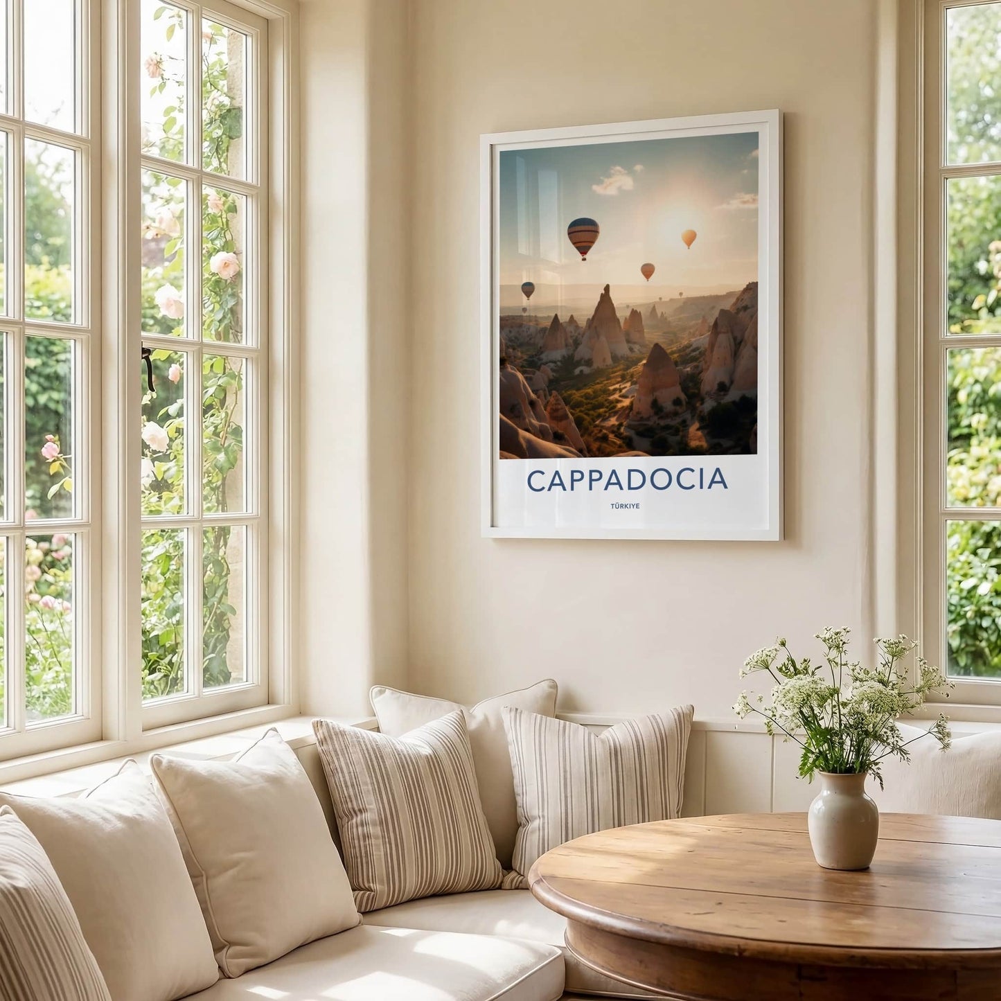 Cappadocia Poster - Turkey Travel Art - Sunrise Balloon Landscape Home Decor