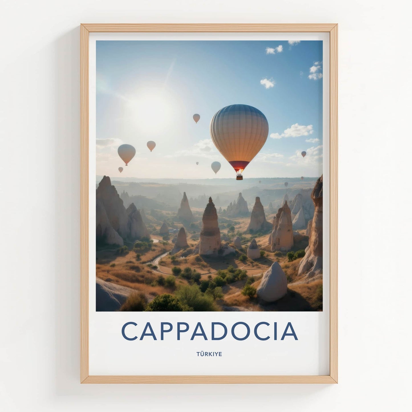 Cappadocia Poster - Turkey Travel Art - Sunrise Valley Balloons Wall Decor