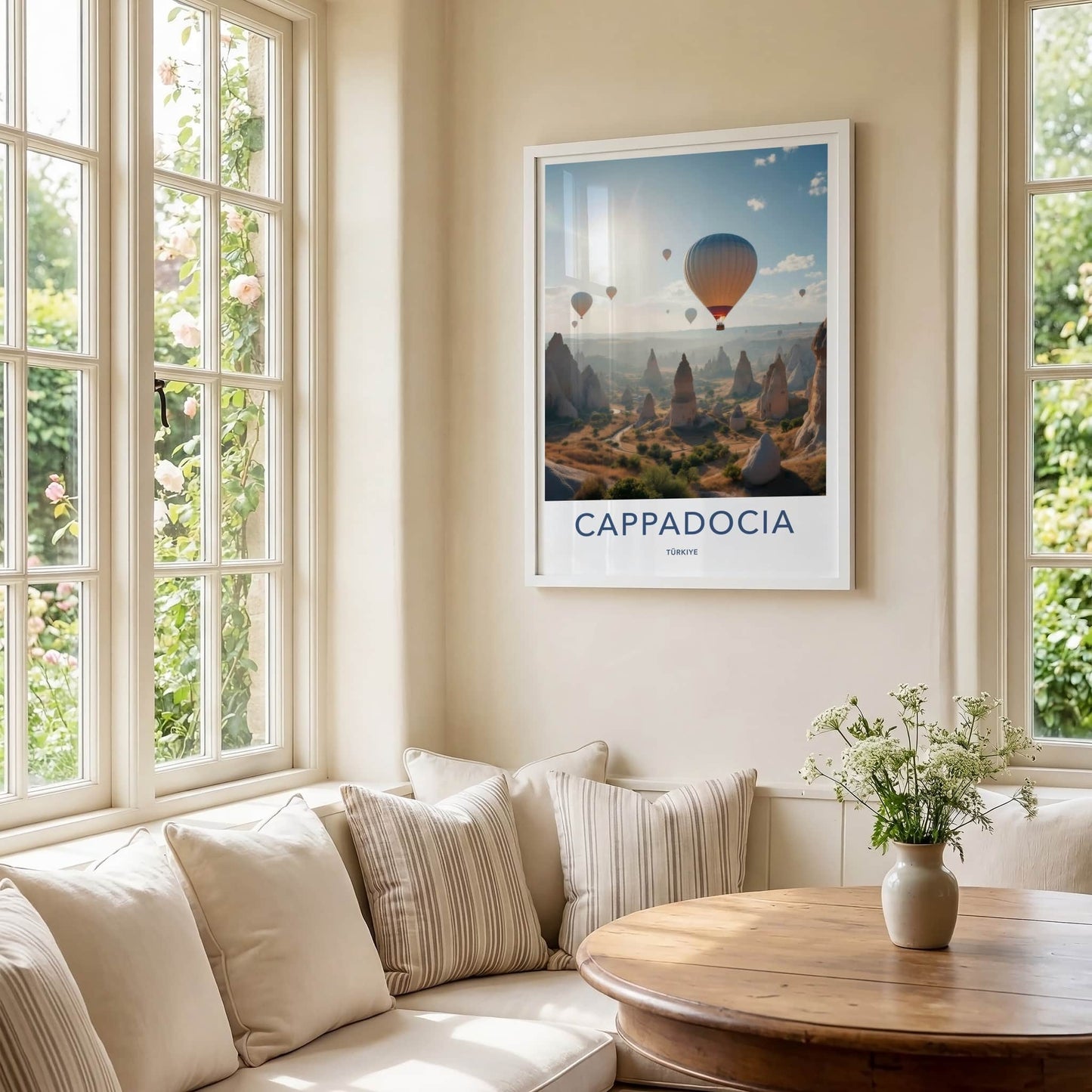 Cappadocia Poster - Turkey Travel Art - Sunrise Valley Balloons Wall Decor